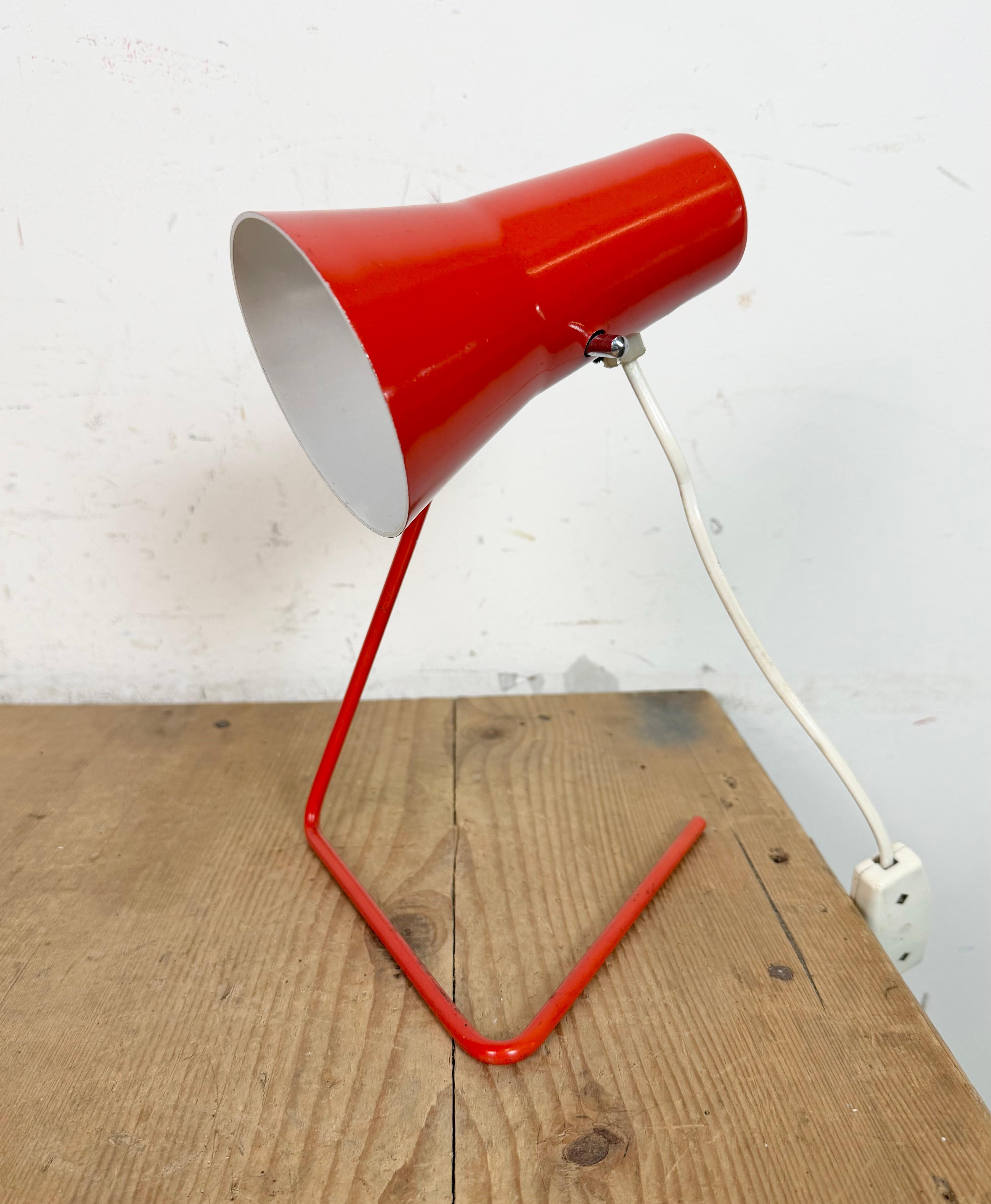 Vintage Red Table Lamp by Josef Hurka for Drupol, 1960s For Sale 4