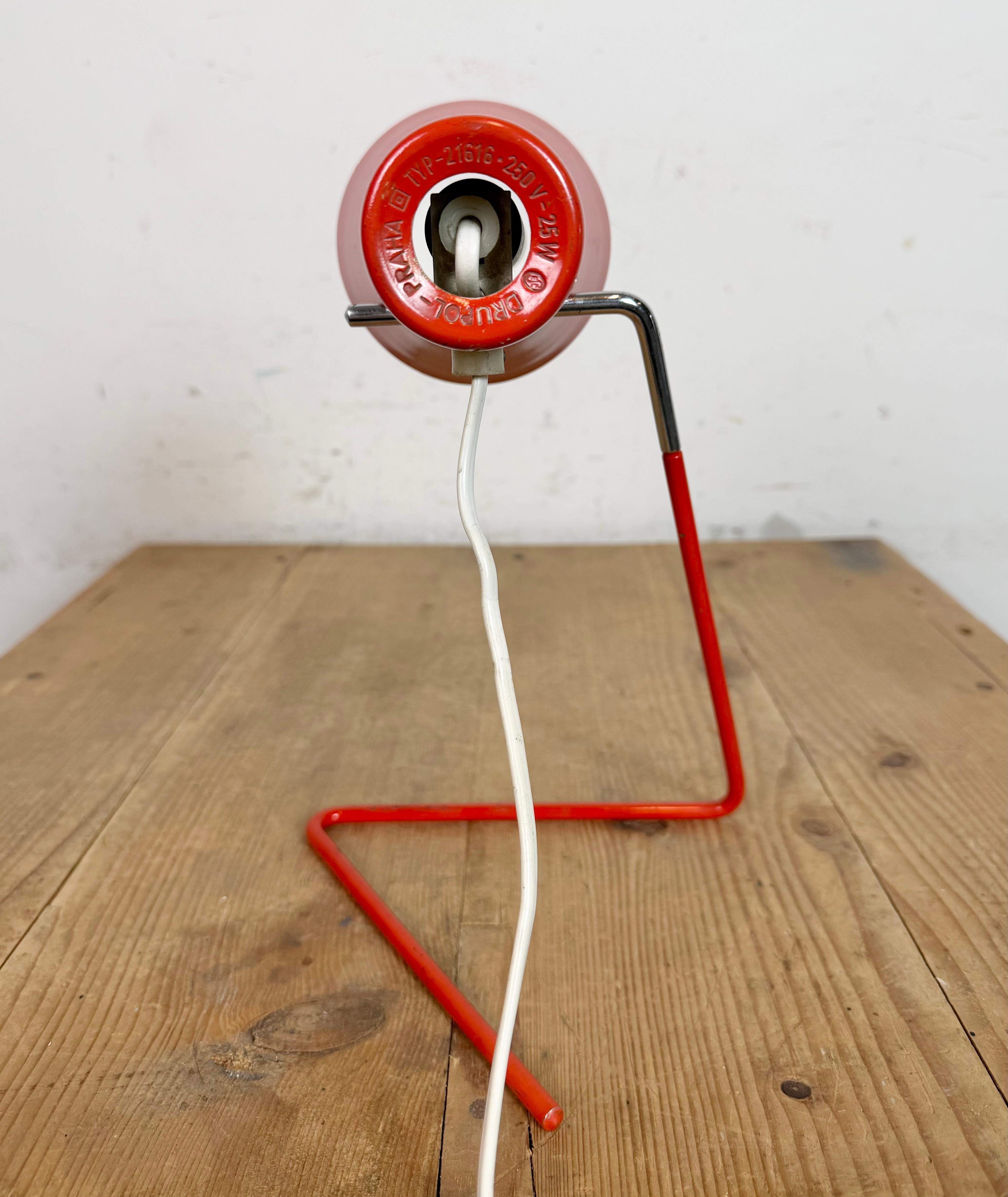 Vintage Red Table Lamp by Josef Hurka for Drupol, 1960s For Sale 7