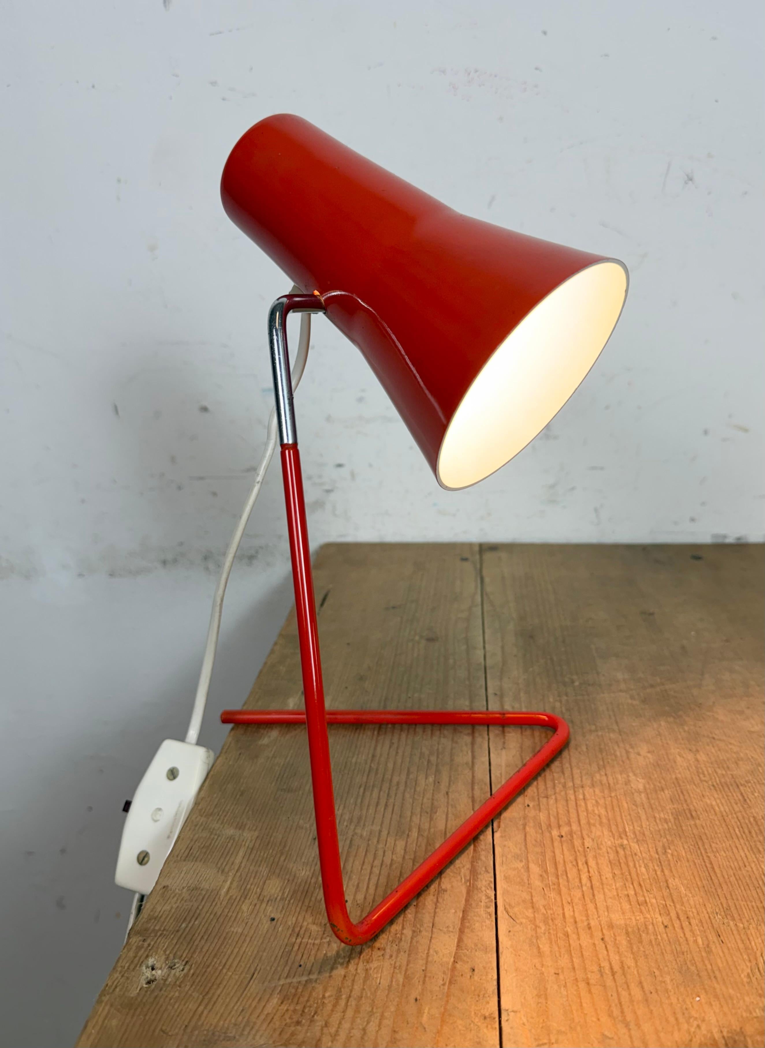 Vintage Red Table Lamp by Josef Hurka for Drupol, 1960s For Sale 10