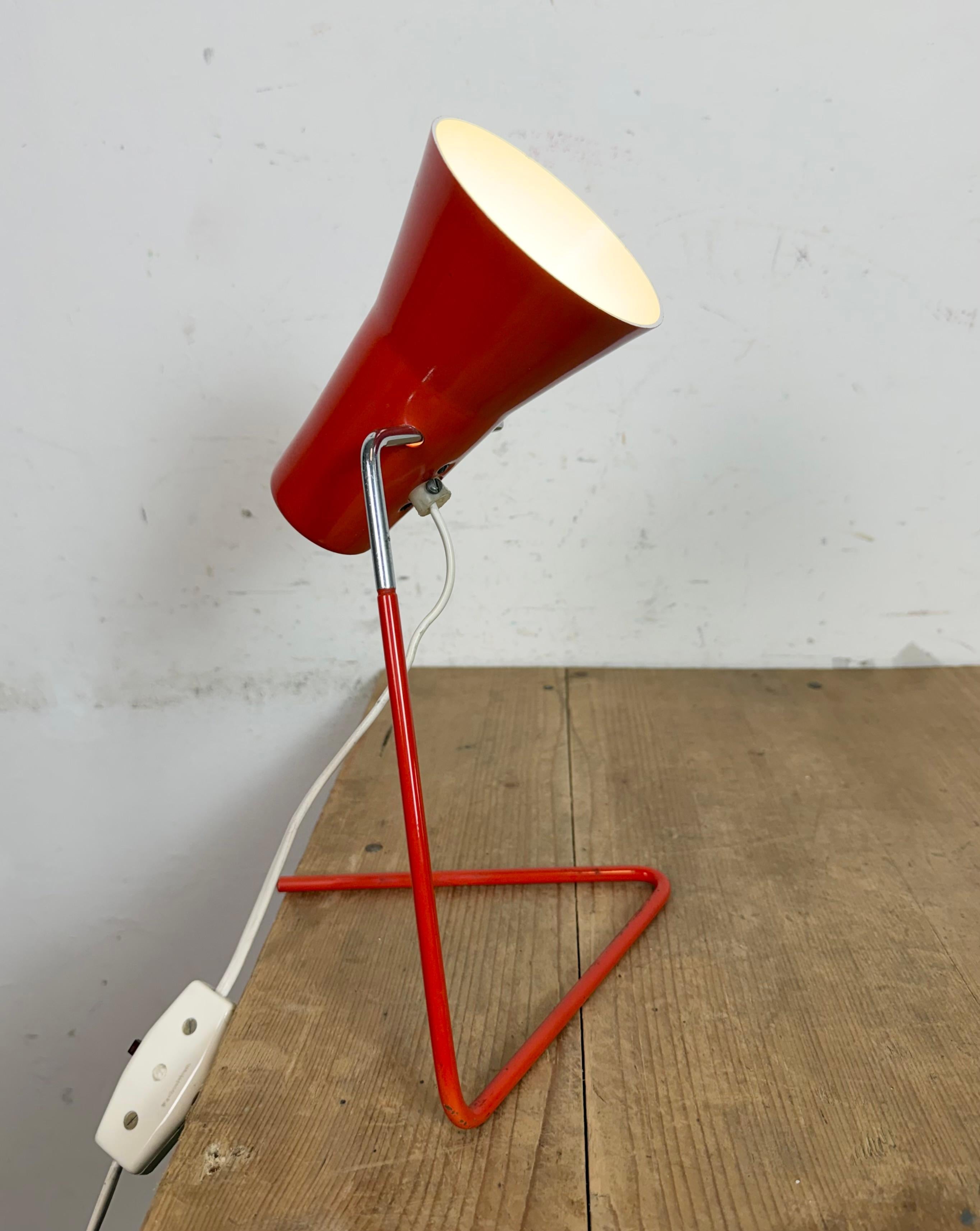 Vintage Red Table Lamp by Josef Hurka for Drupol, 1960s For Sale 11