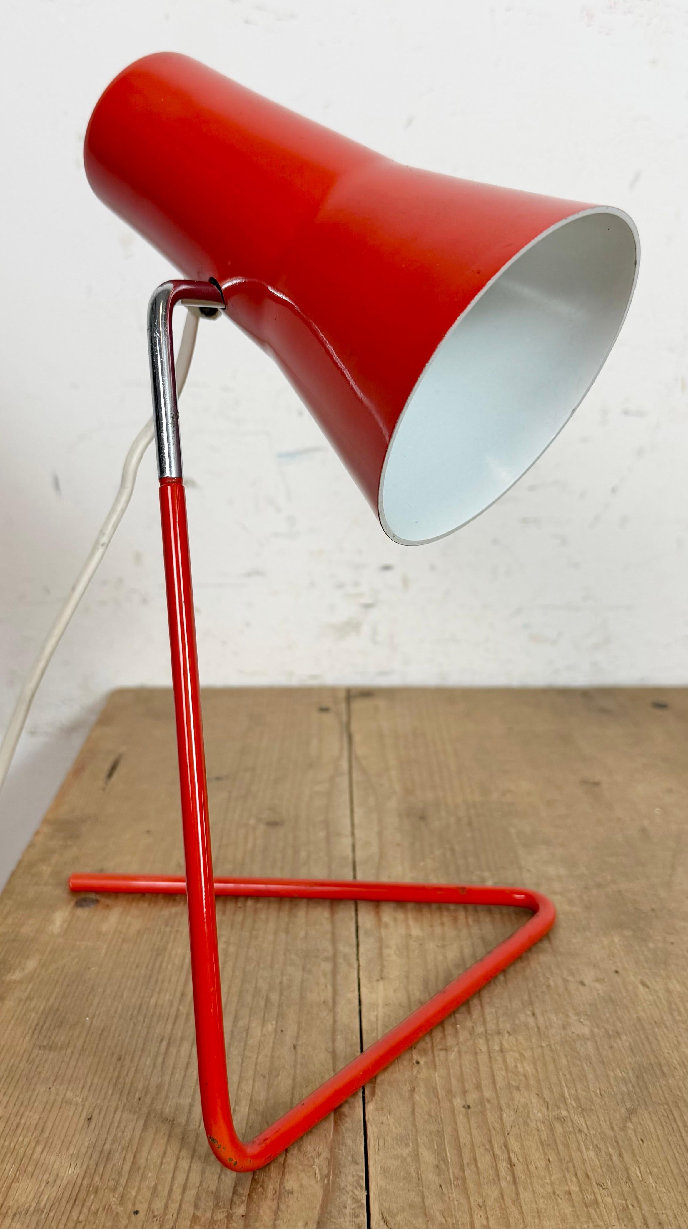 Industrial Vintage Red Table Lamp by Josef Hurka for Drupol, 1960s For Sale