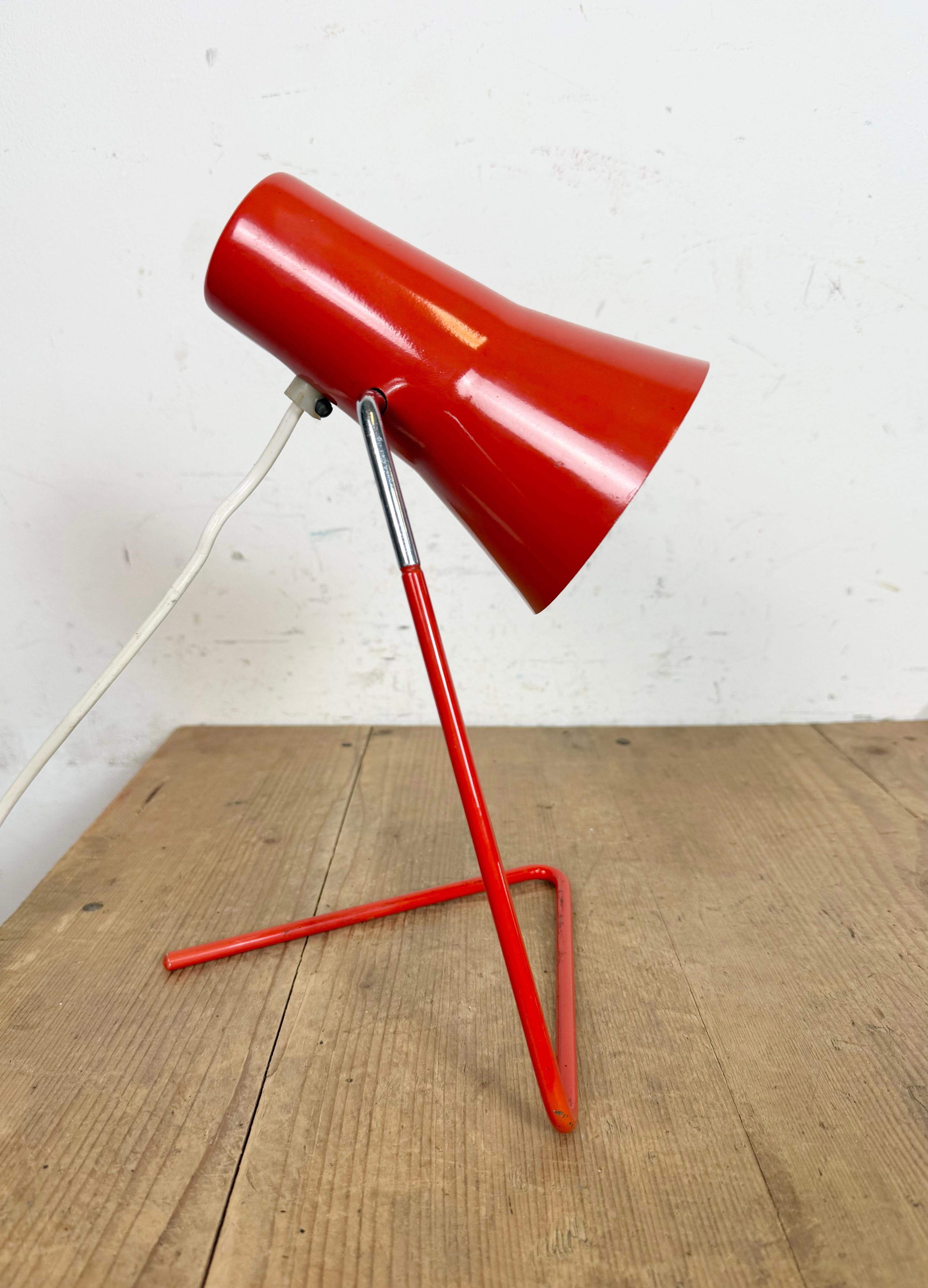 Czech Vintage Red Table Lamp by Josef Hurka for Drupol, 1960s For Sale