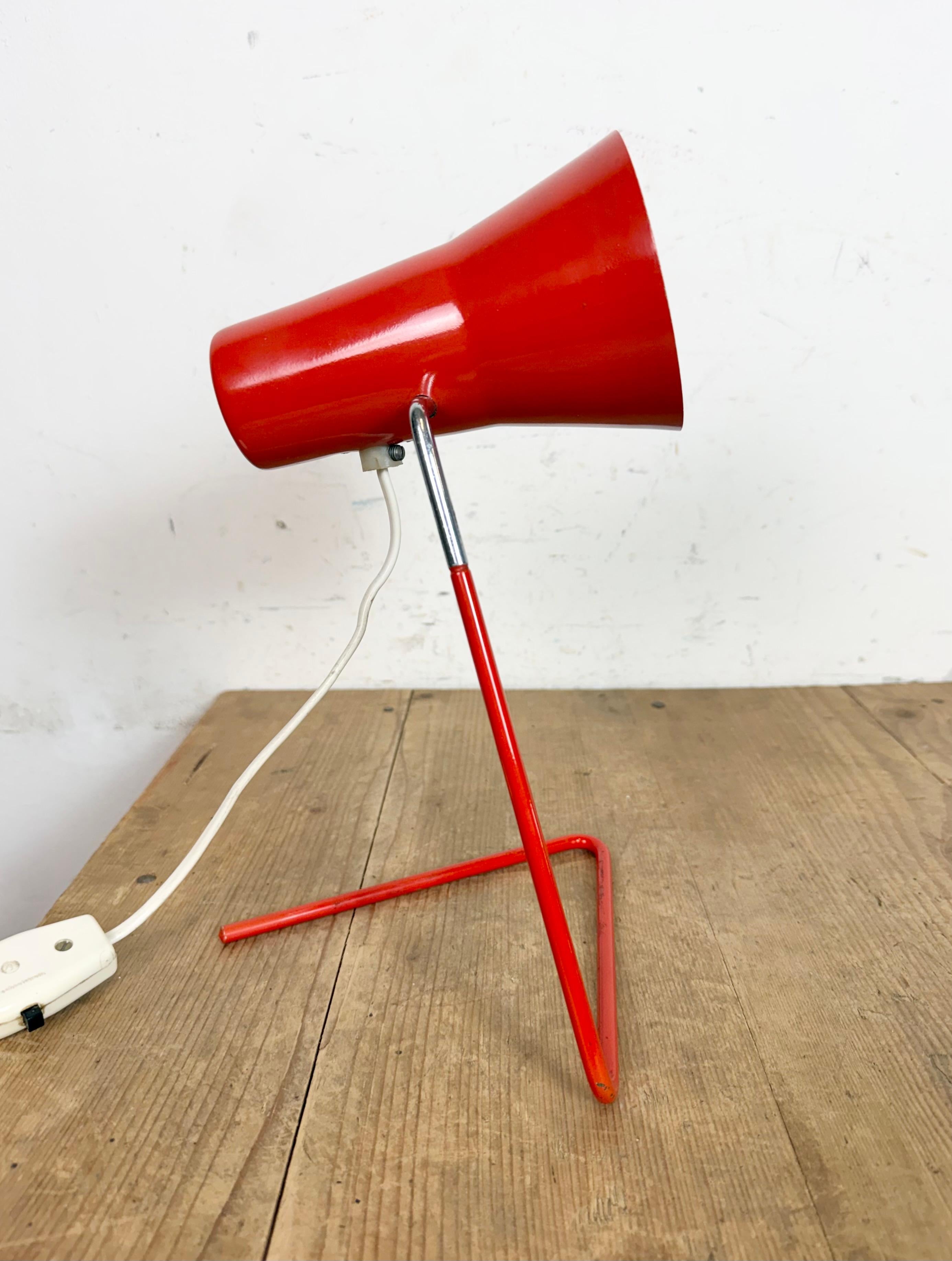 Vintage Red Table Lamp by Josef Hurka for Drupol, 1960s In Good Condition For Sale In Kojetice, CZ
