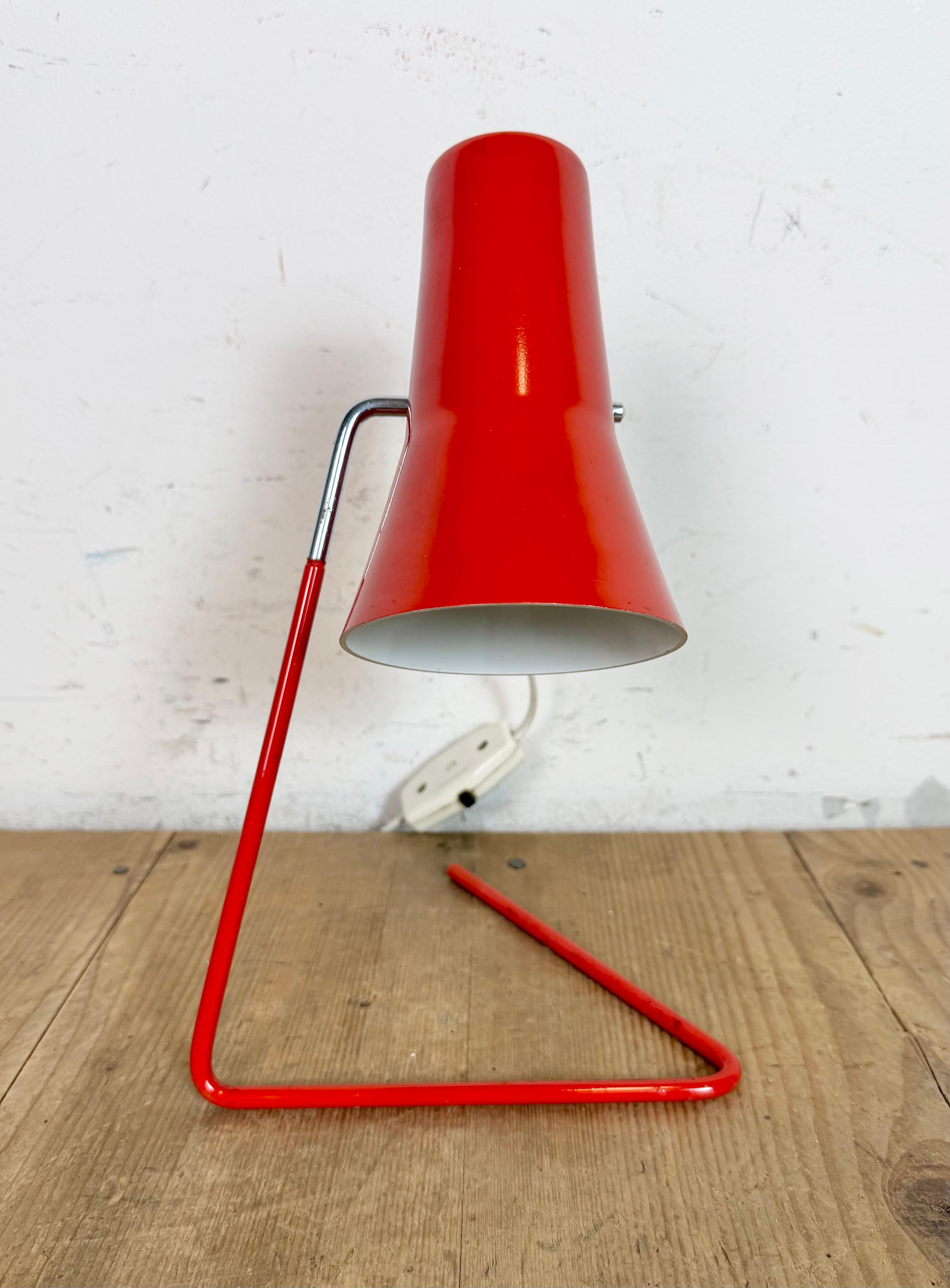 Vintage Red Table Lamp by Josef Hurka for Drupol, 1960s For Sale 1