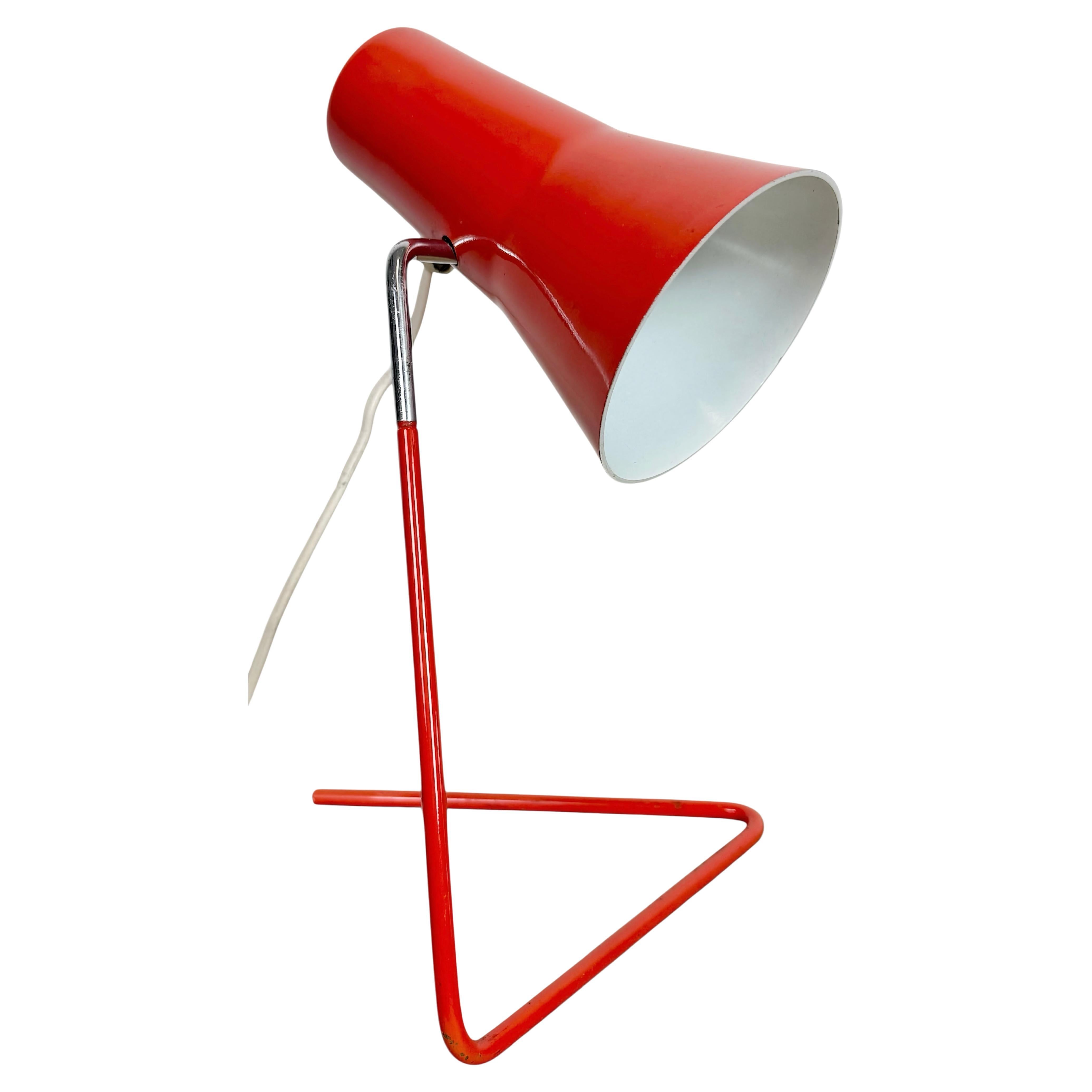 Vintage Red Table Lamp by Josef Hurka for Drupol, 1960s For Sale