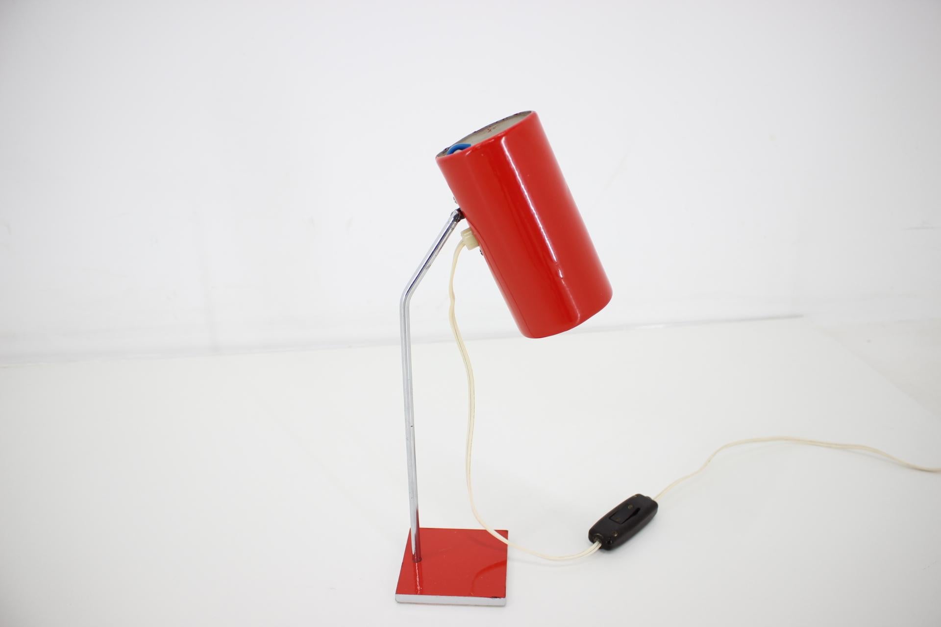 Czech Vintage Red Table Lamp, Lidokov, 1960s For Sale