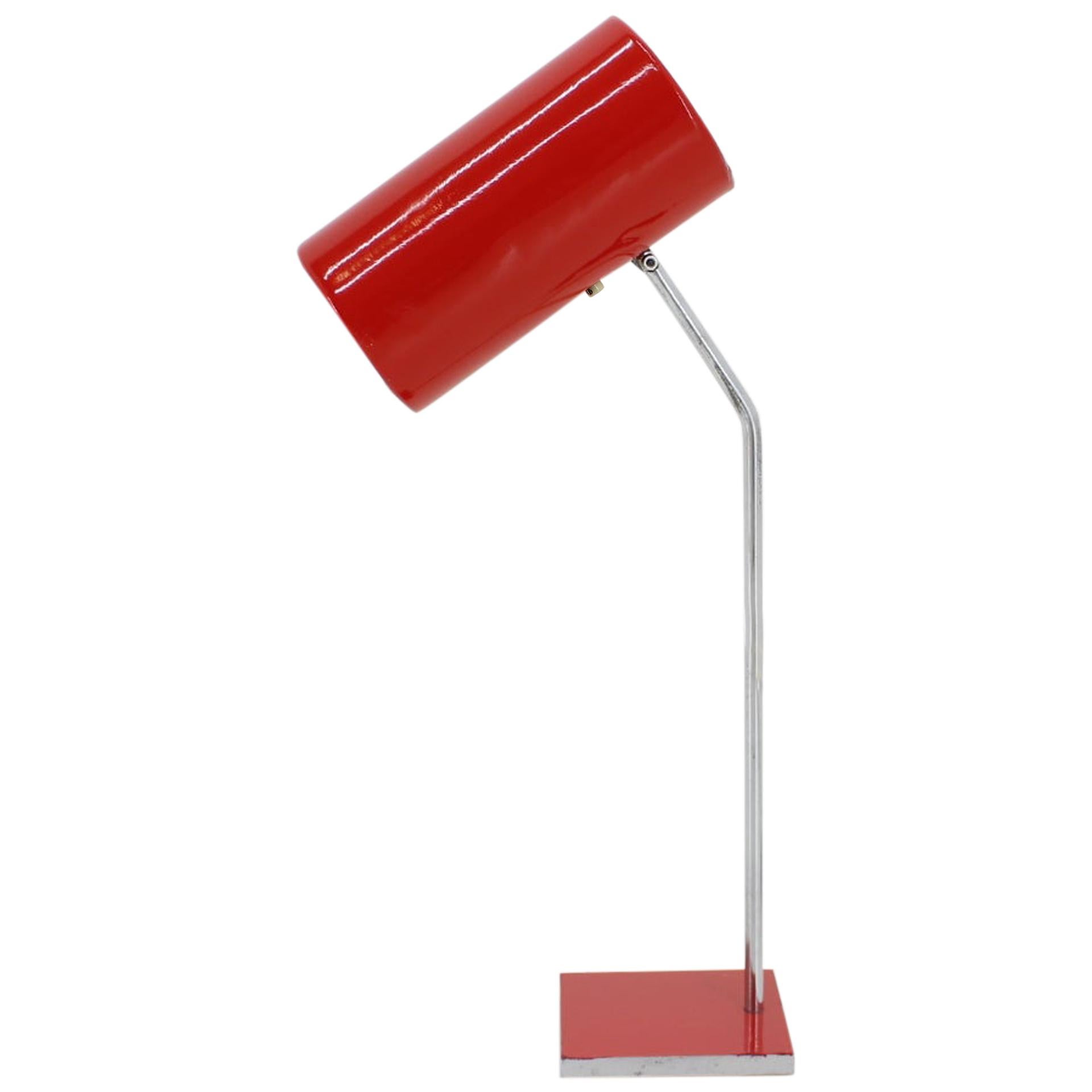Vintage Red Table Lamp, Lidokov, 1960s For Sale