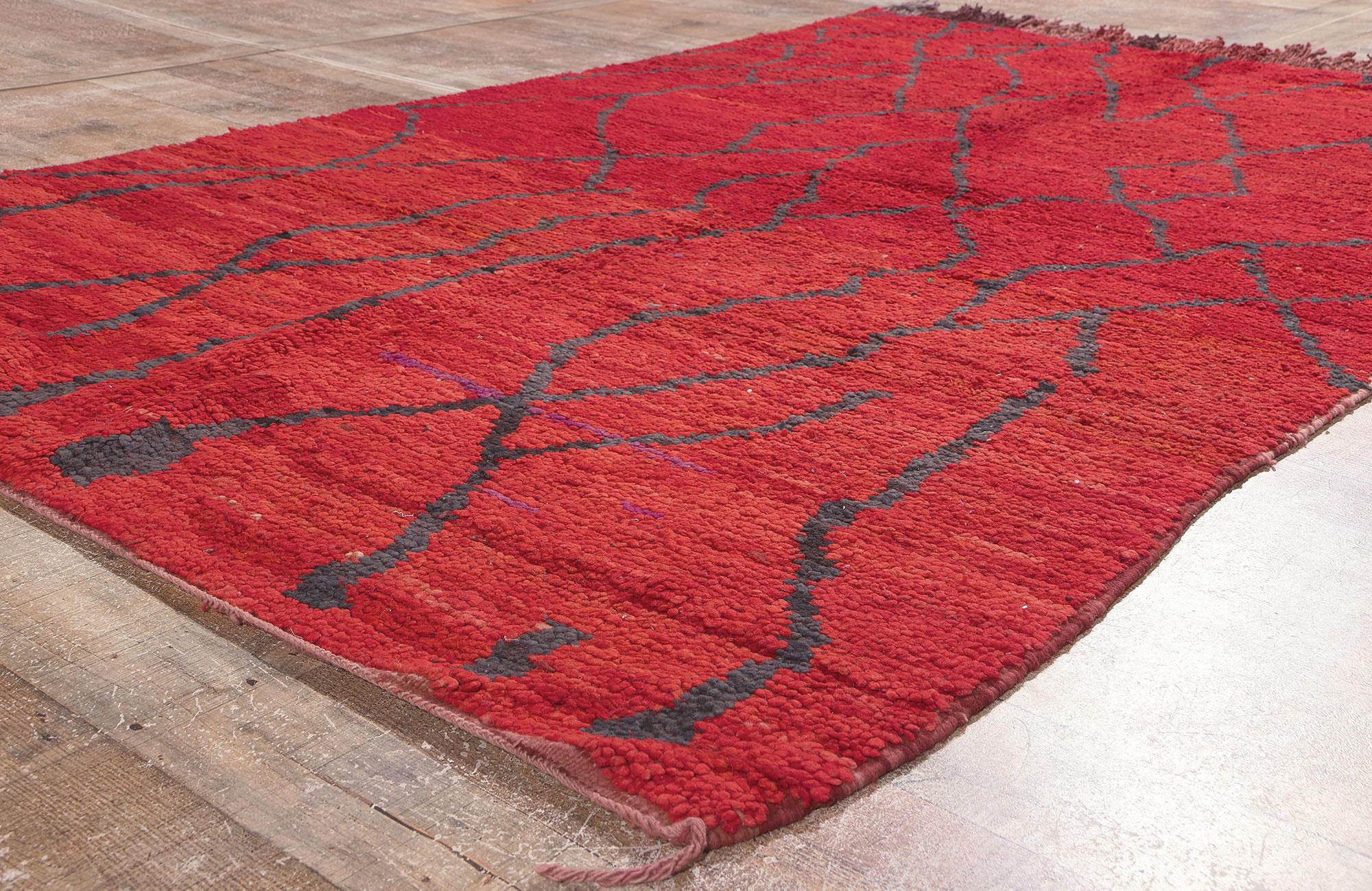 Wool Vintage Red Talsint Moroccan Rug, Cozy Nomad Meets Maximalist Style For Sale