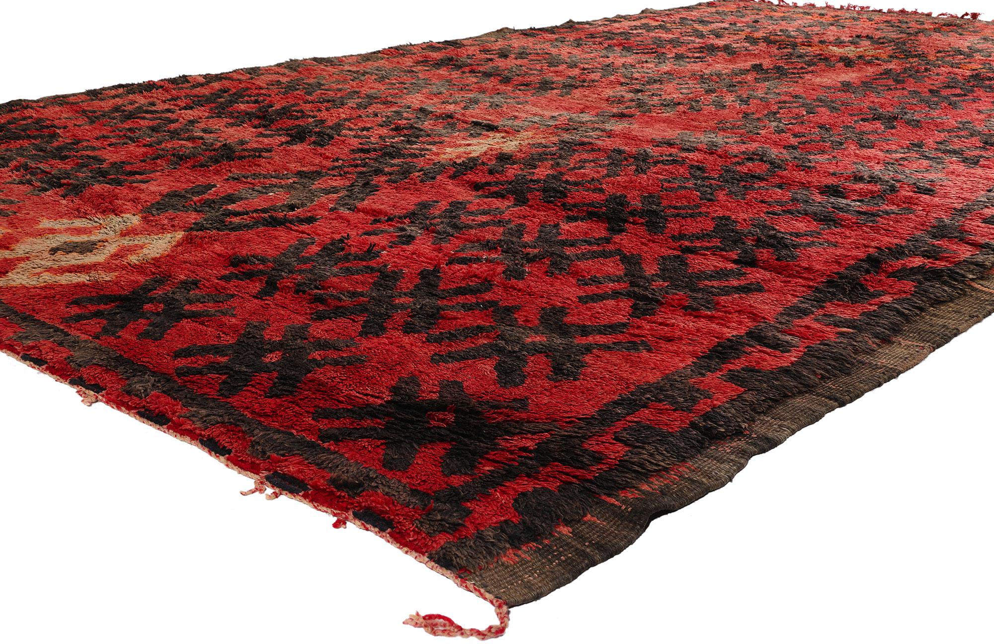 21468 Vintage Red Talsint Moroccan Rug, 06'10 x 12'08. A Talsint rug, also referred to as Talsint carpet or Talsint tribal rug, is a Moroccan rug originating from the Talsint region in the eastern part of the High Atlas Mountains. Crafted by Berber
