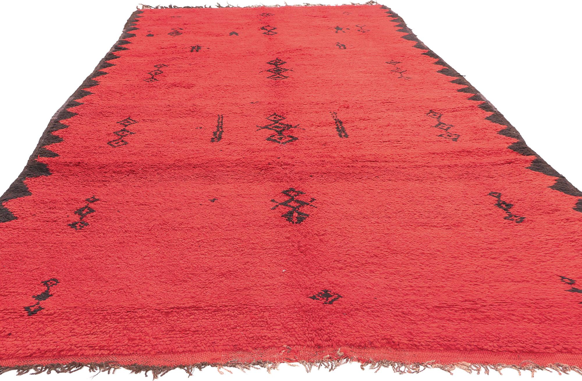 Mid-Century Modern Vintage Red Taznakht Moroccan Rug, Midcentury Modern Meets Tribal Enchantment For Sale