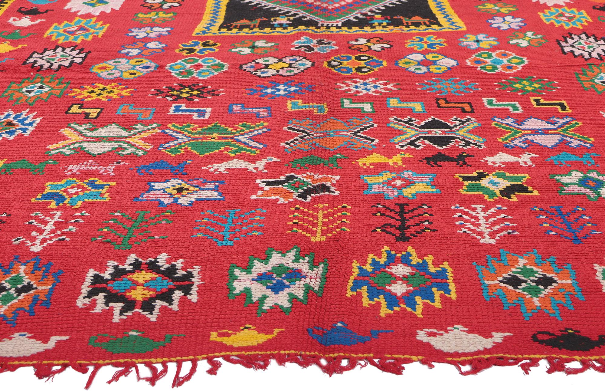 Vintage Red Taznakht Moroccan Rug with Modern Tribal Style In Good Condition For Sale In Dallas, TX