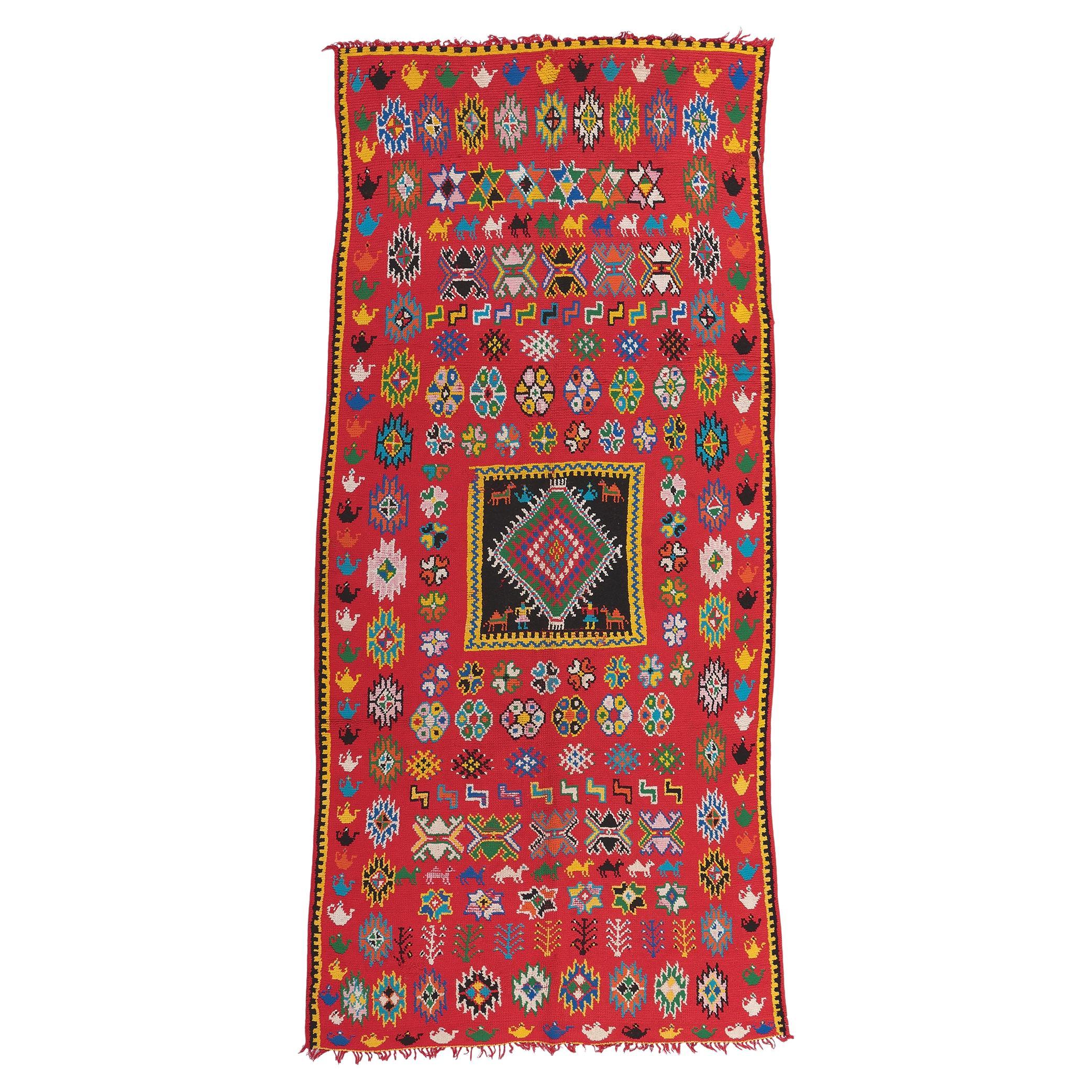 Marokkanischer roter Taznakht-Teppich im modernen Stammesstil im Vintage-Stil