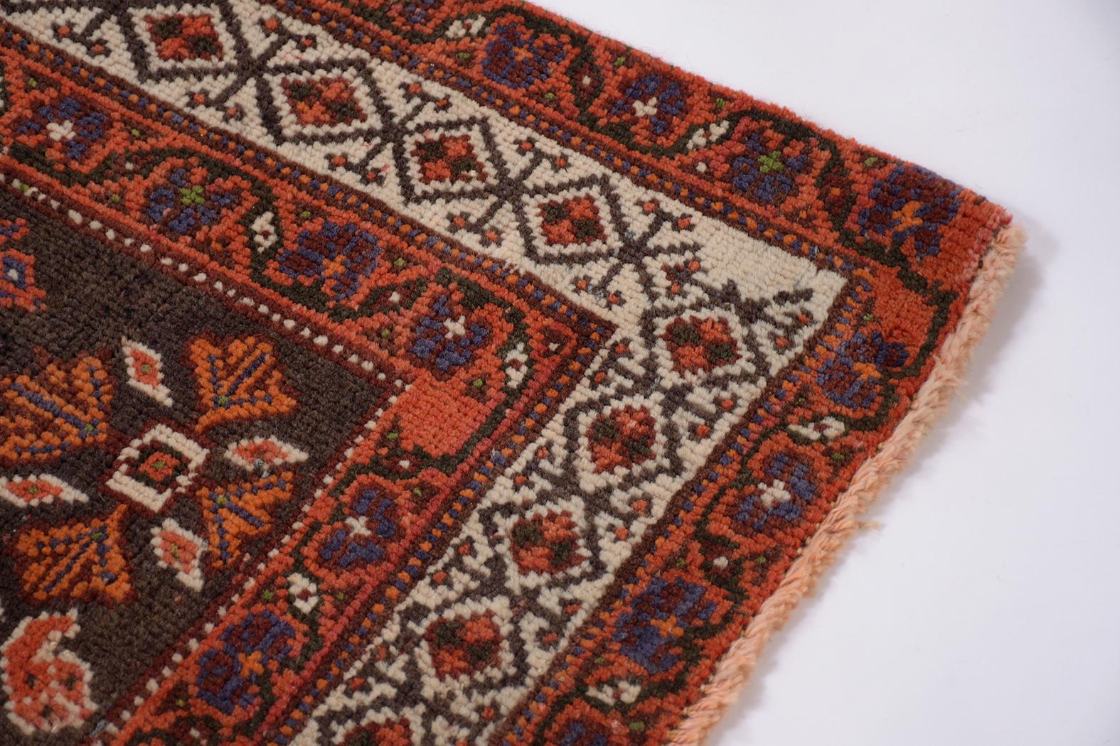 Hand-Crafted Vintage Red Textile Carpet Rug For Sale