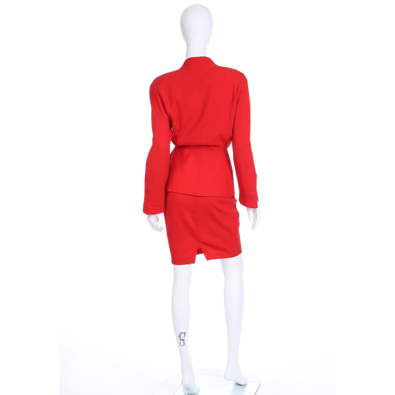 Women's Vintage Red Thierry Mugler Jacket and Skirt Suit Deadstock w Tags