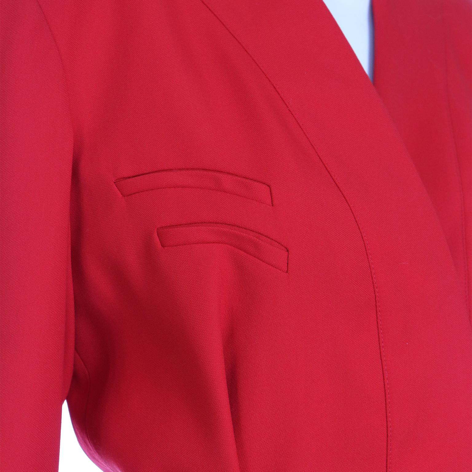 Vintage Red Thierry Mugler Jacket and Skirt Suit Deadstock w Tags 2