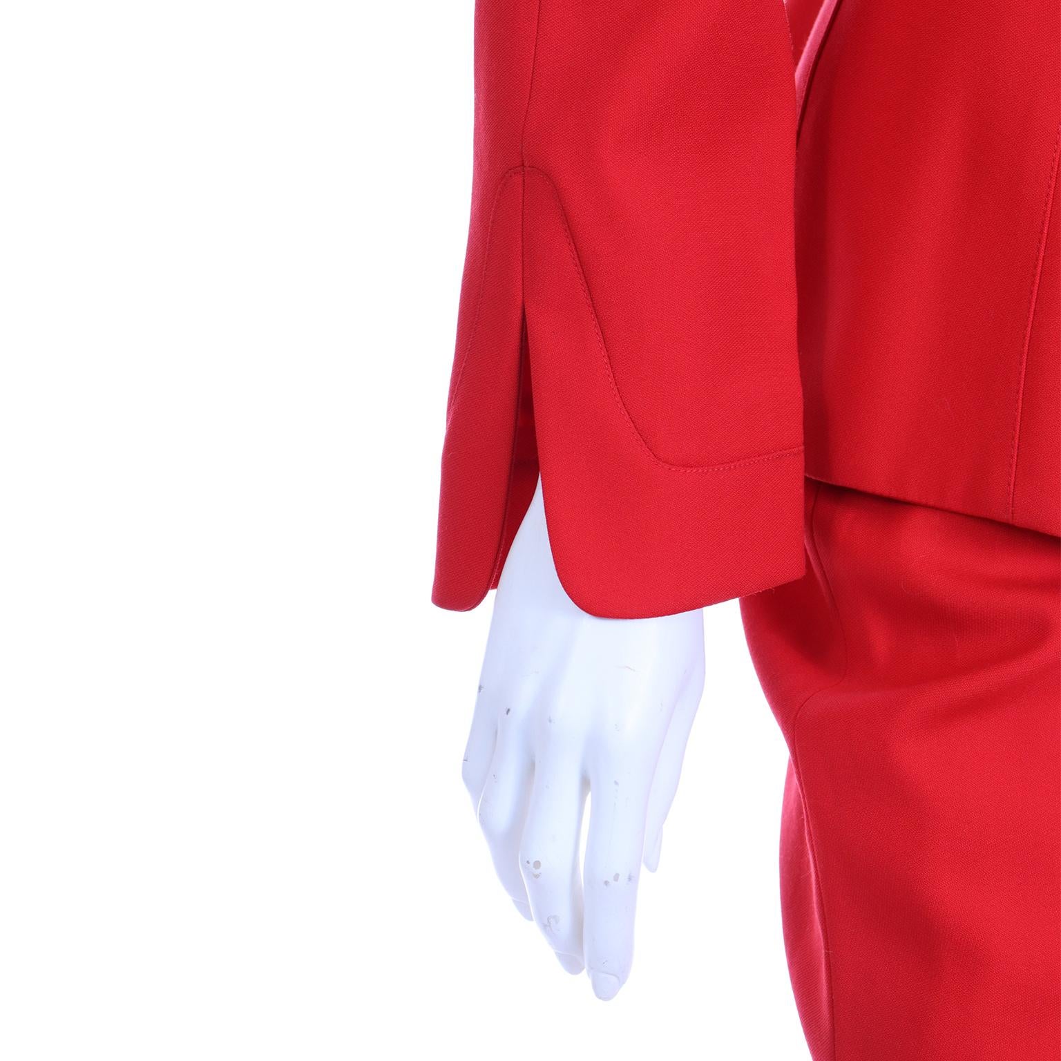Vintage Red Thierry Mugler Jacket and Skirt Suit Deadstock w Tags 3