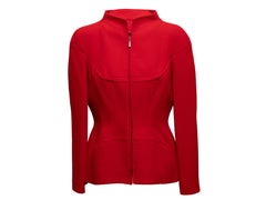 Vintage Red Thierry Mugler Wool Zip Jacket Size EU 42