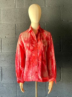 Chemise boutonnée vintage rouge à cravates de Saint Laurent