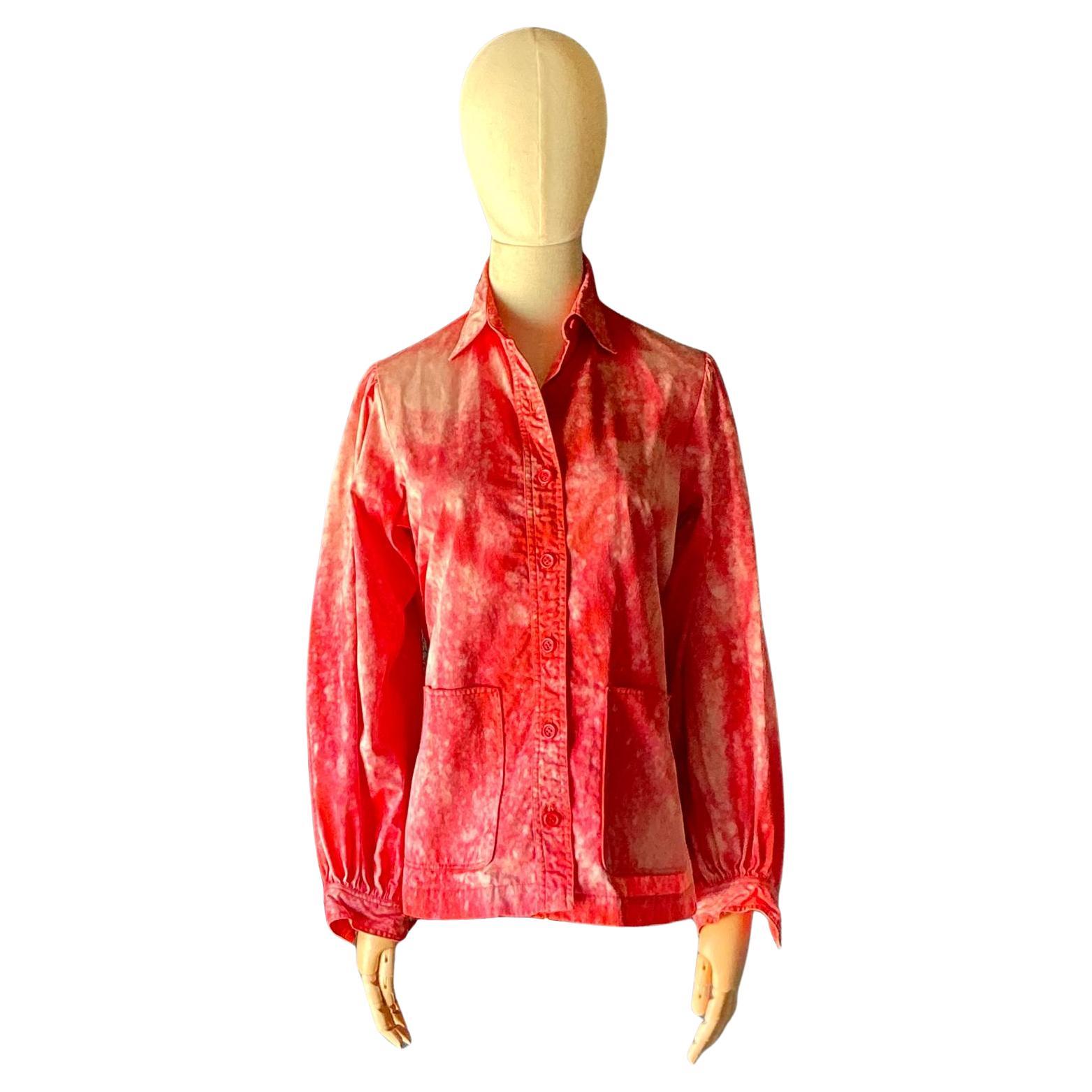 Vintage Red Tie-Dyed Saint Laurent Button Down Shirt
