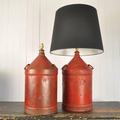 Vintage Red Tin 'British Rail' Canister Lamp Bases