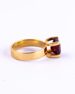 Vintage Red Tourmaline and 9 Carat Gold Cocktail Ring