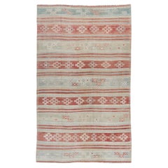 Vintage Red Turkish Flatweave Jajim Area Rug 5'3 X 9'1