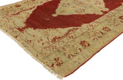 Vintage Red Turkish Floral Oushak Carpet