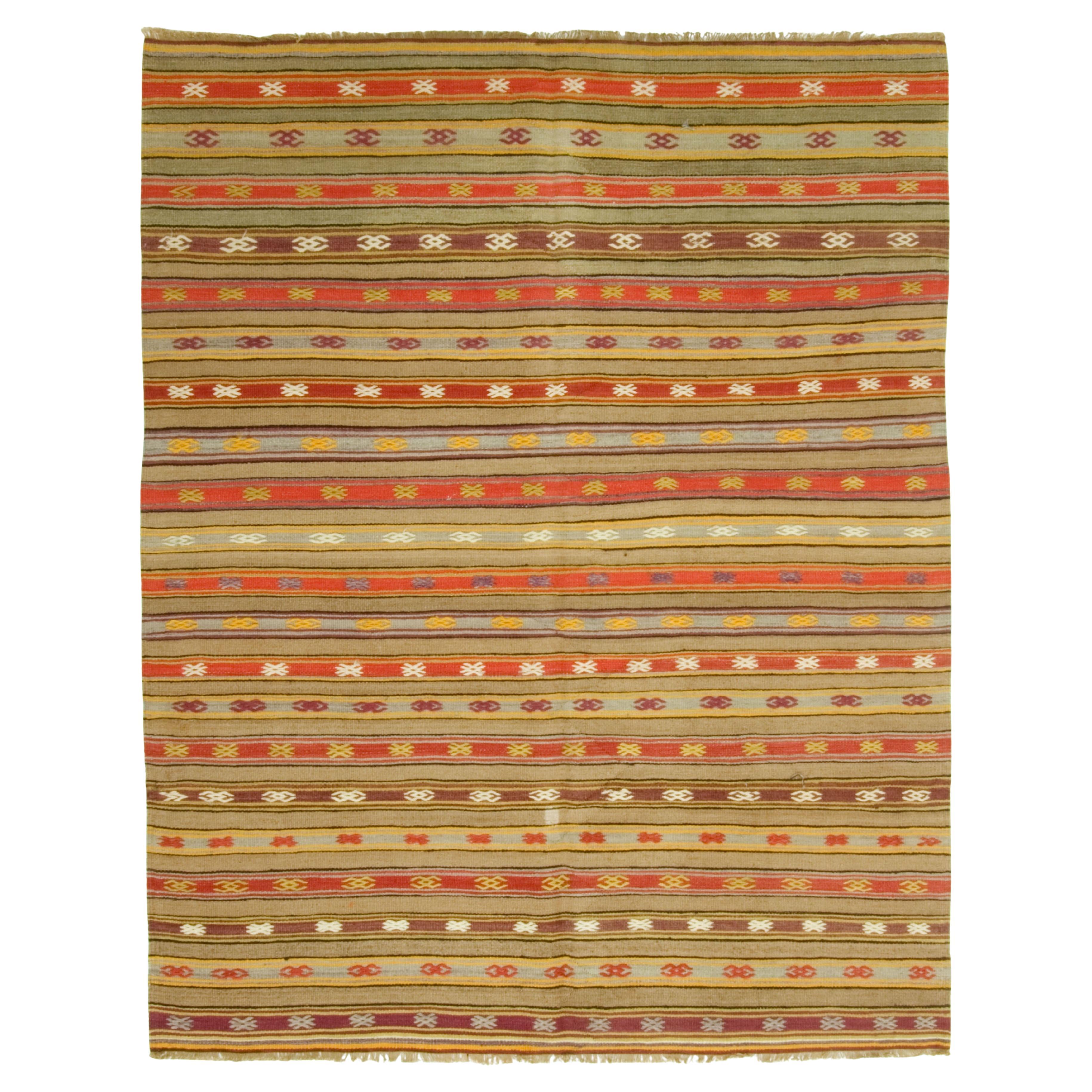 Vintage Rot Türkisch Kilim Area Rug 5'7 x 6'11 im Angebot