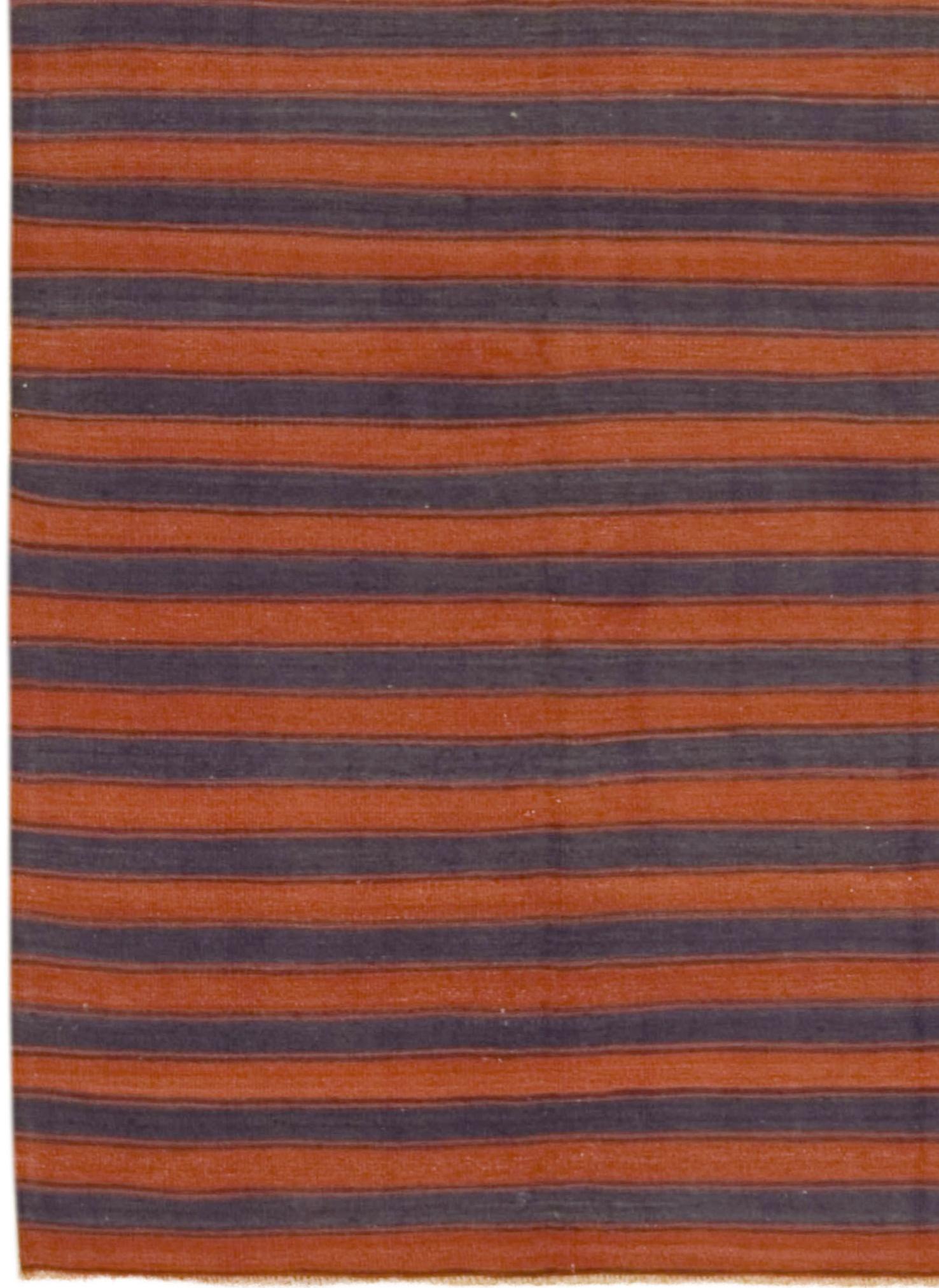 Wool Vintage Red Turkish Kilim Gallery Size Rug, 4'9 x 12'6 For Sale