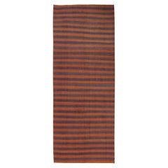 Vintage Red Turkish Kilim Gallery Size Rug, 4'9 x 12'6