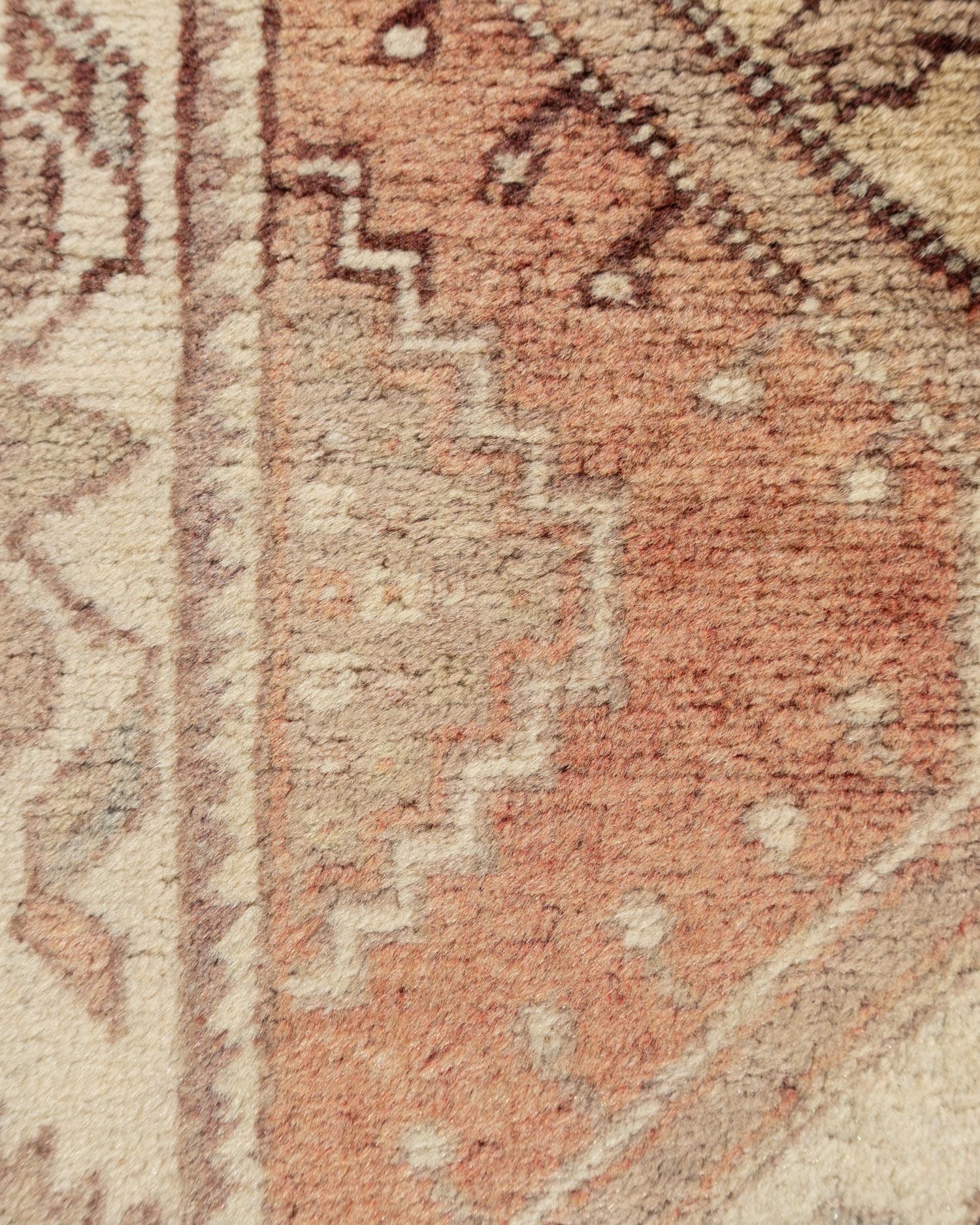 20th Century Vintage Red Turkish Oushak Area Rugs  7'4 x 10'10 For Sale