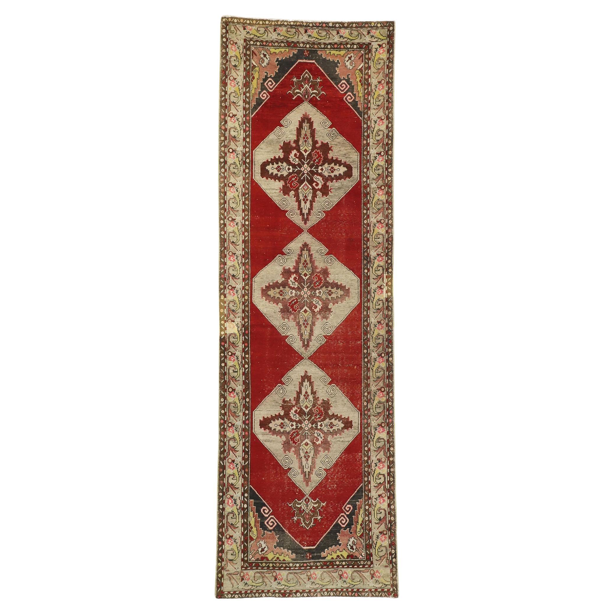 Vintage Red Turkish Oushak Carpet For Sale