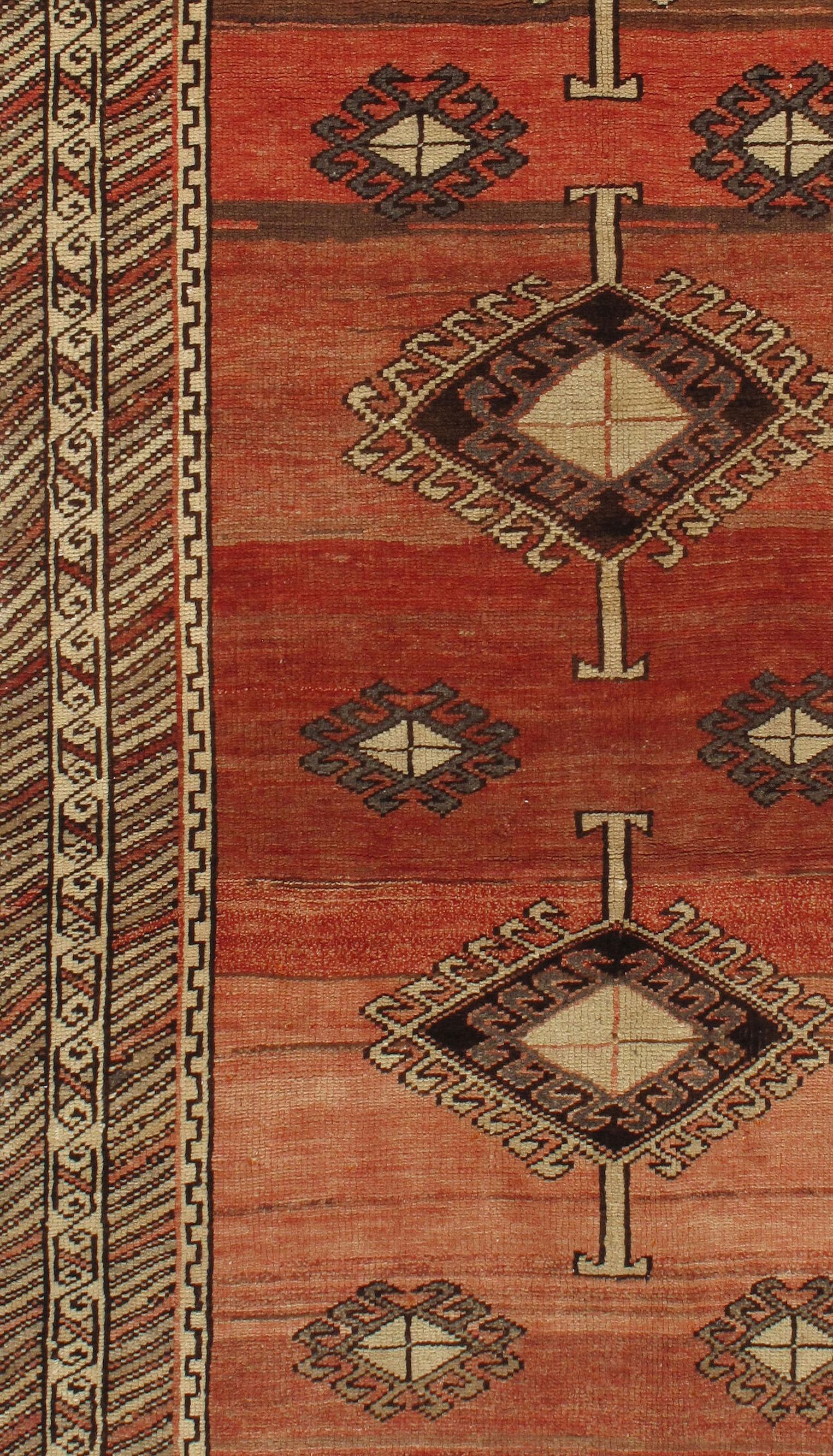 Turco Tappeto Oushak turco rosso vintage 3'3 X 6'3 in vendita