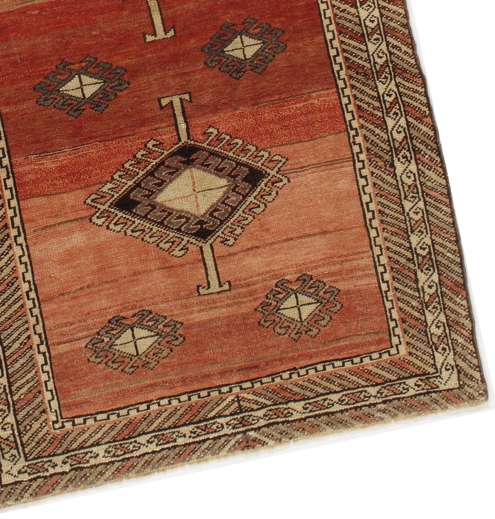 Lana Tappeto Oushak turco rosso vintage 3'3 X 6'3 in vendita