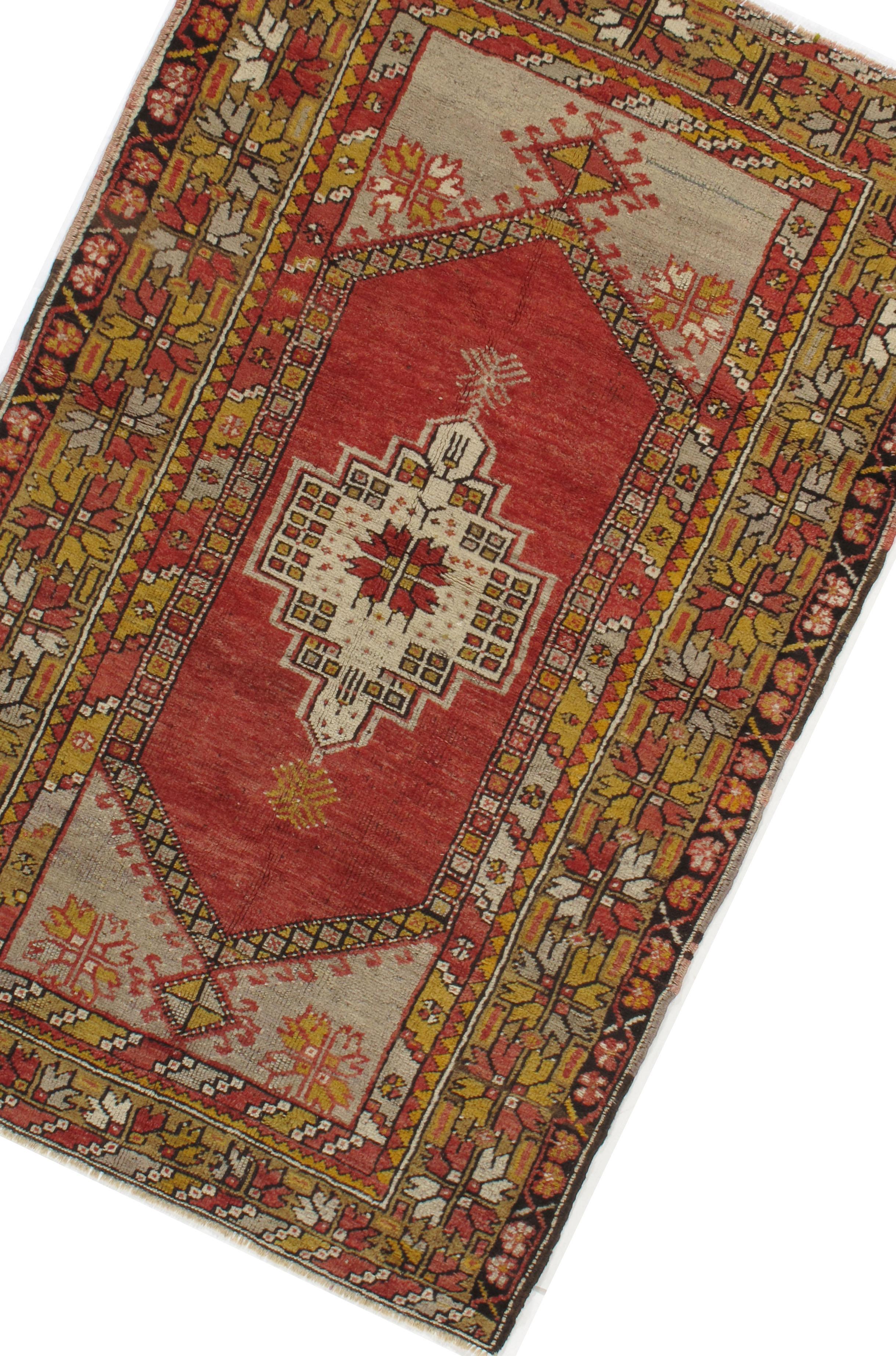 Vintage Rot Türkisch Oushak Teppich 3'5 X 5'1 (Handgewebt) im Angebot