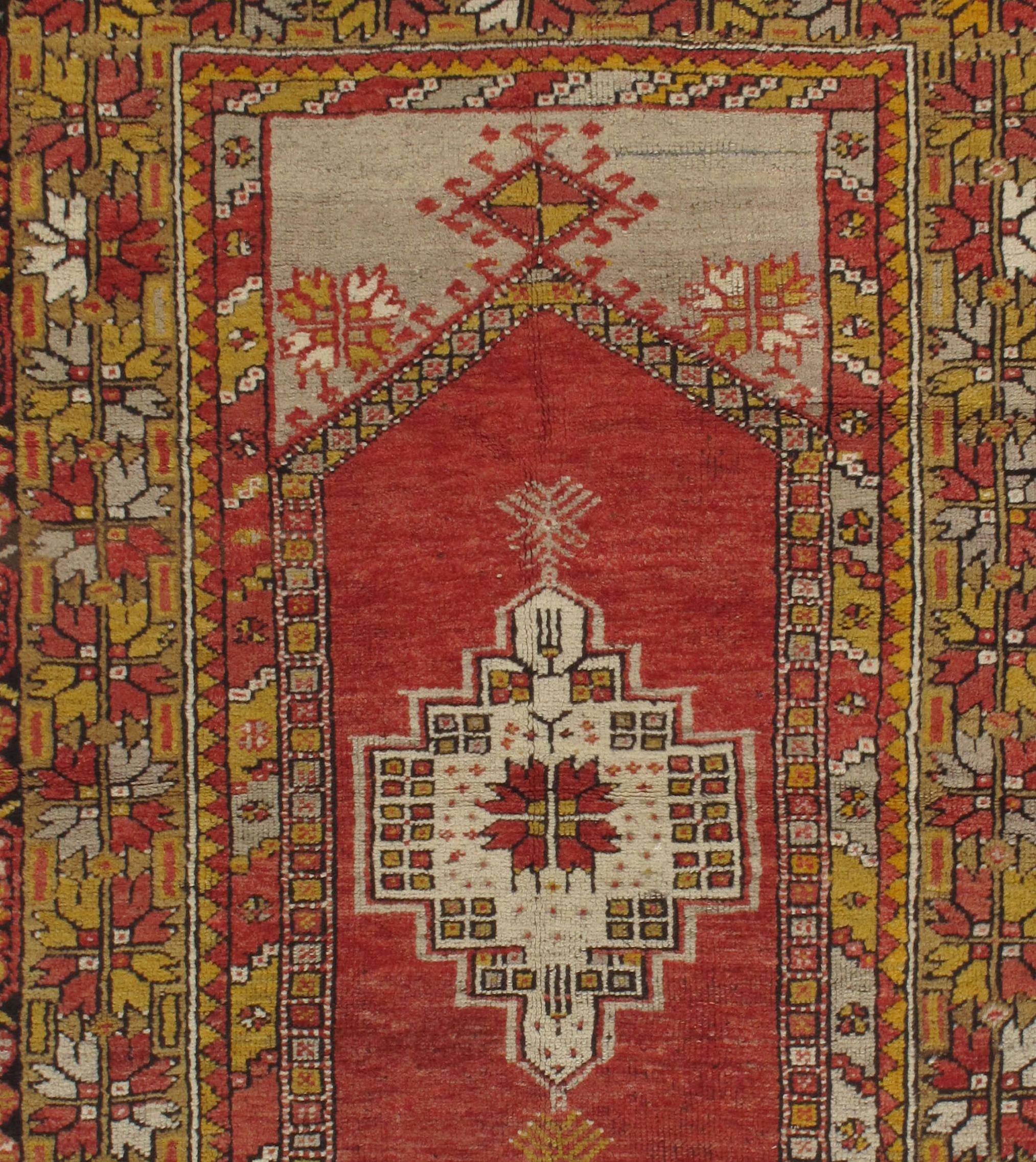 Vintage Rot Türkisch Oushak Teppich 3'5 X 5'1 (Wolle) im Angebot