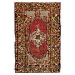 Tappeto Oushak turco rosso vintage 3'5 X 5'1