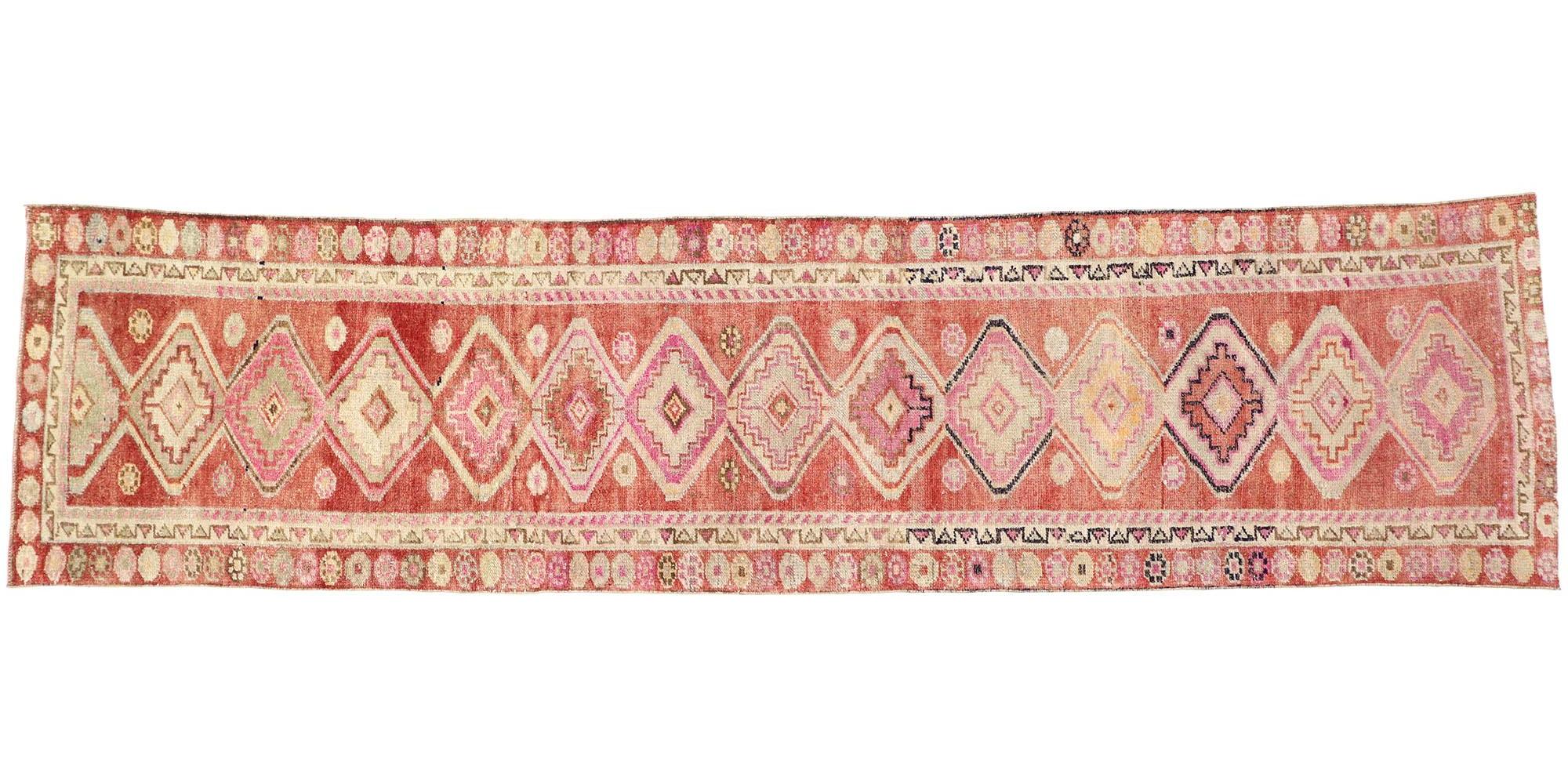 Vintage Red Turkish Oushak Rug Carpet Runner For Sale 3