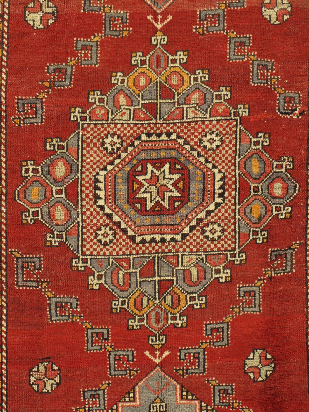 Hand-Woven Vintage Red Turkish Oushak Rug, circa 1940, 5'5 x 8'2 For Sale