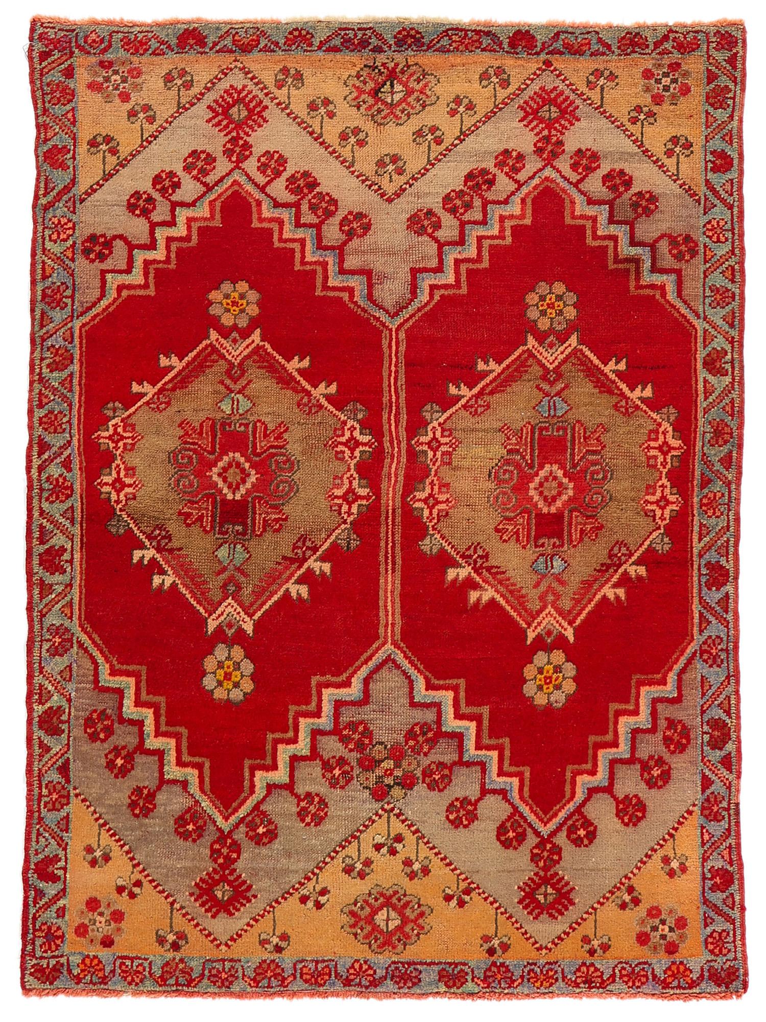Vintage Red Turkish Oushak Rug For Sale 4