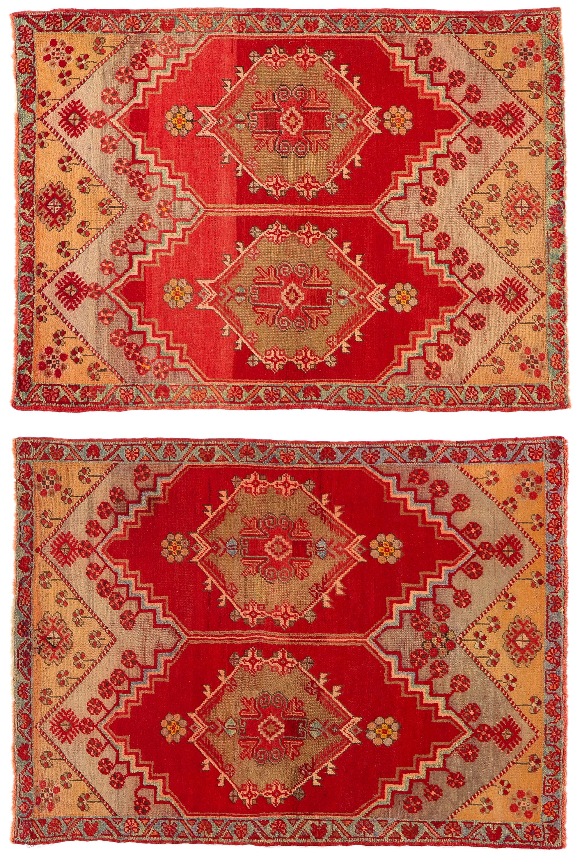 Vintage Red Turkish Oushak Rug For Sale 4