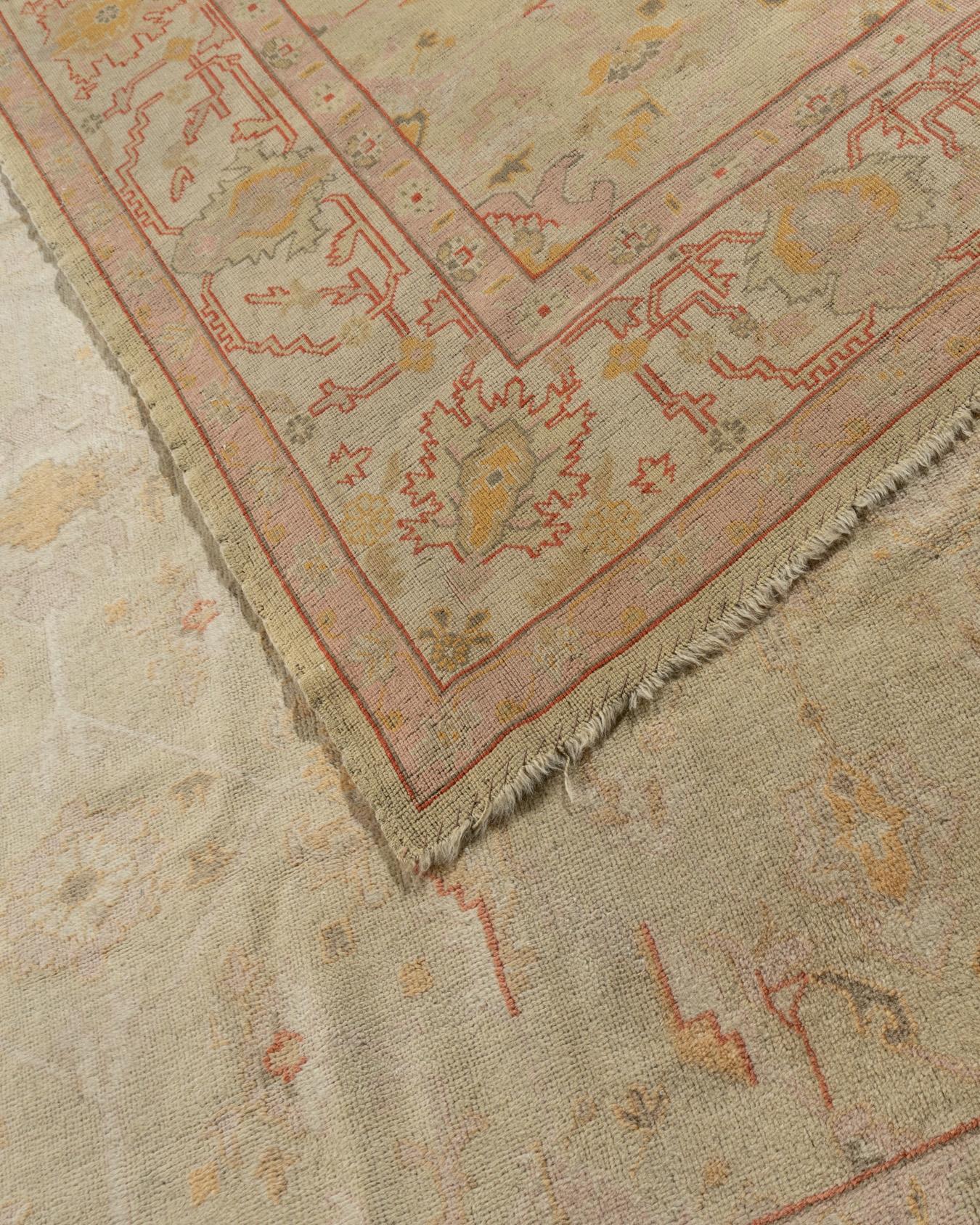 Vintage Red Turkish Oushak Rug For Sale 5