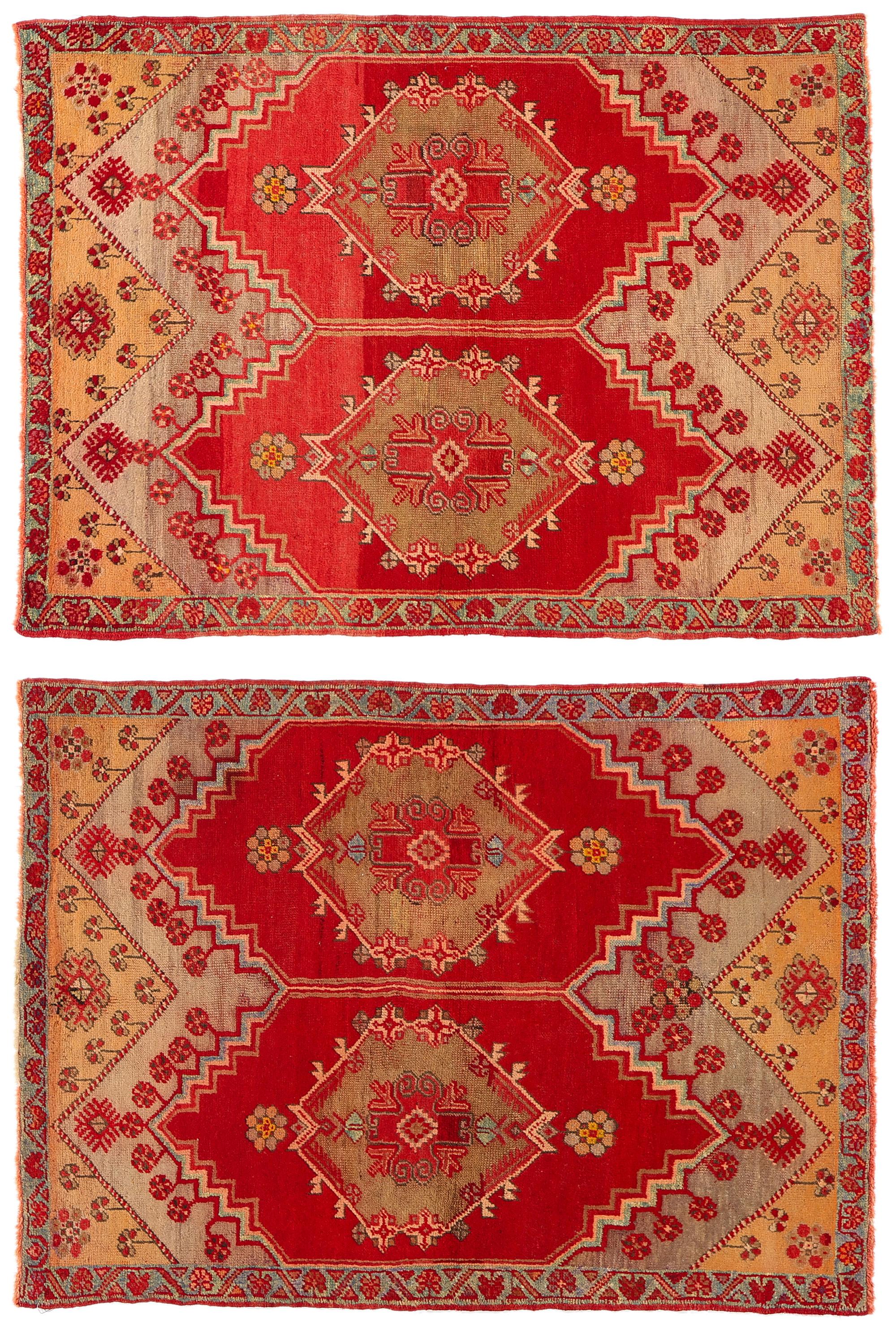 Vintage Red Turkish Oushak Rug For Sale 5