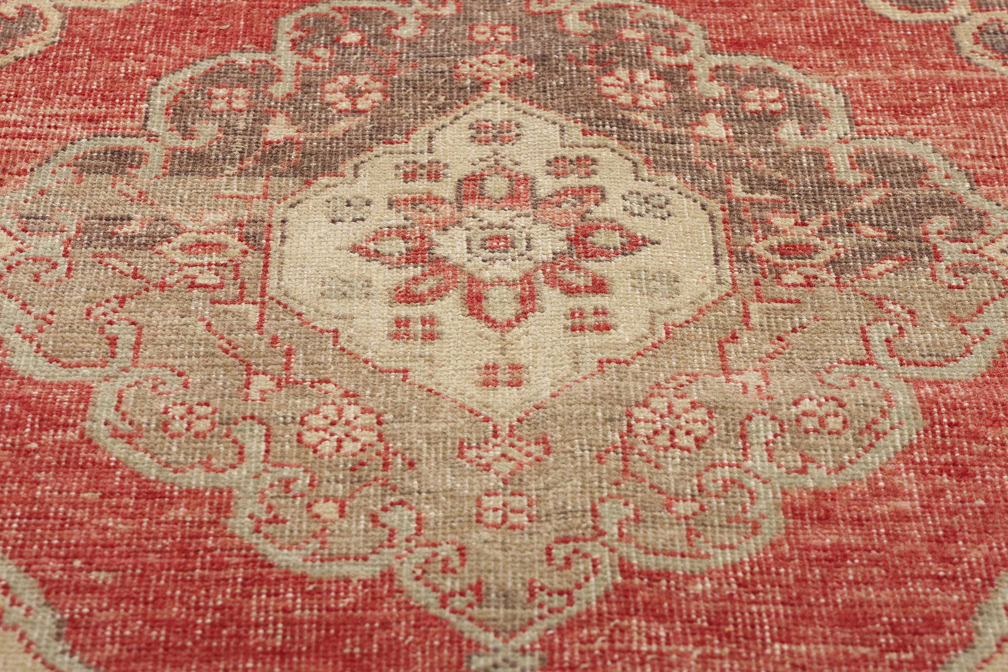 Vintage Red Turkish Oushak Rug  In Good Condition For Sale In Dallas, TX