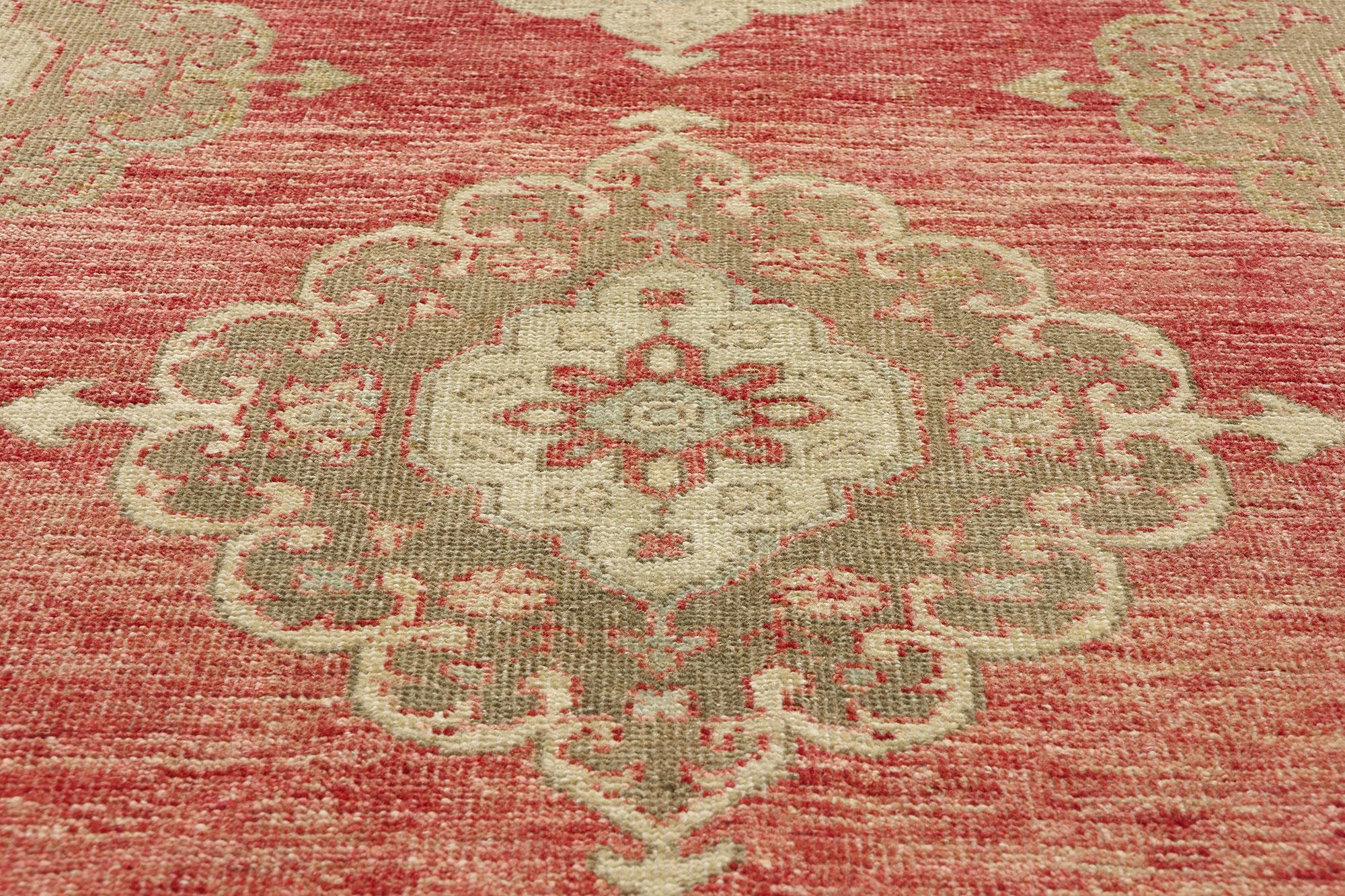Vintage Red Turkish Oushak Rug  In Good Condition For Sale In Dallas, TX