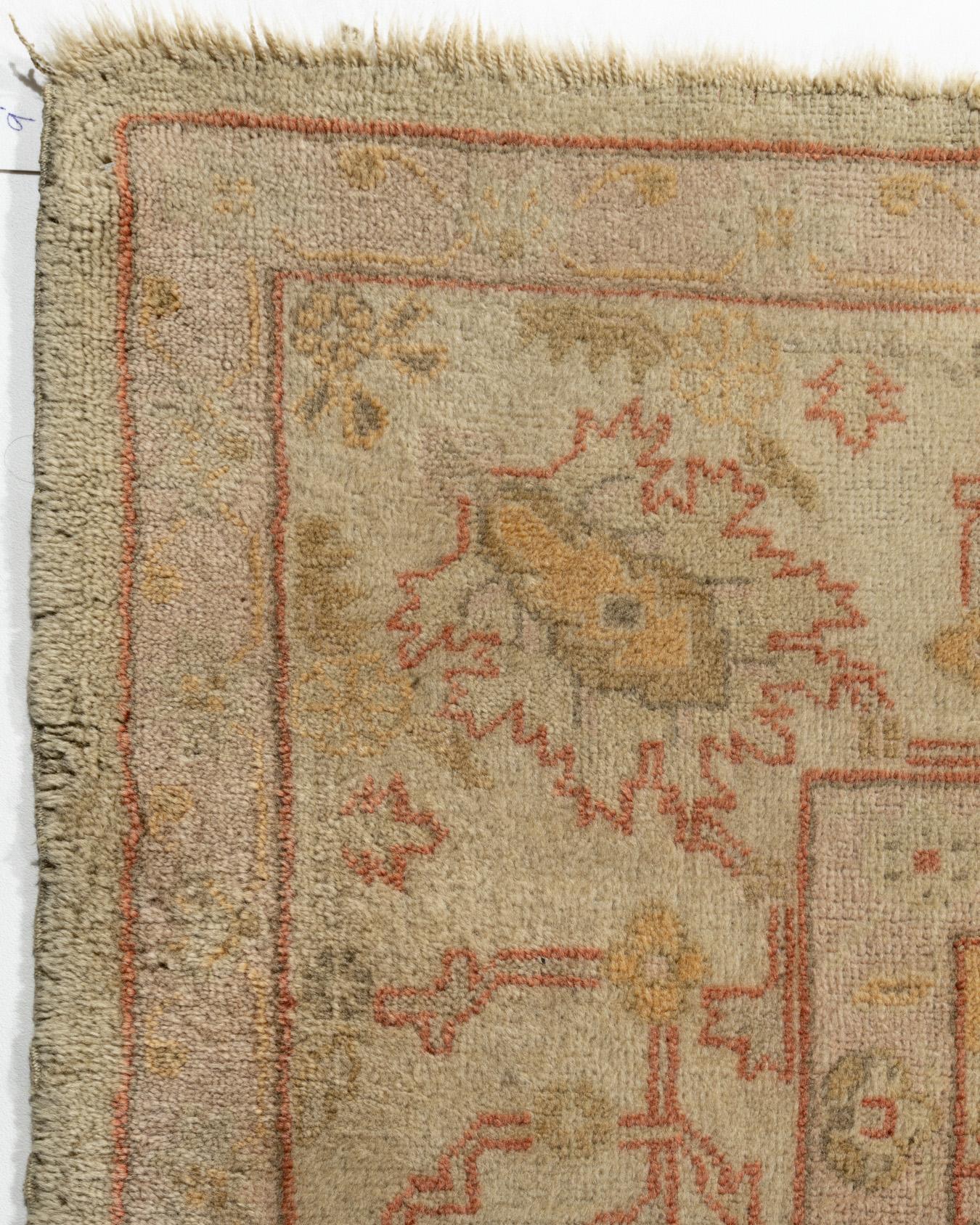 Wool Vintage Red Turkish Oushak Rug For Sale