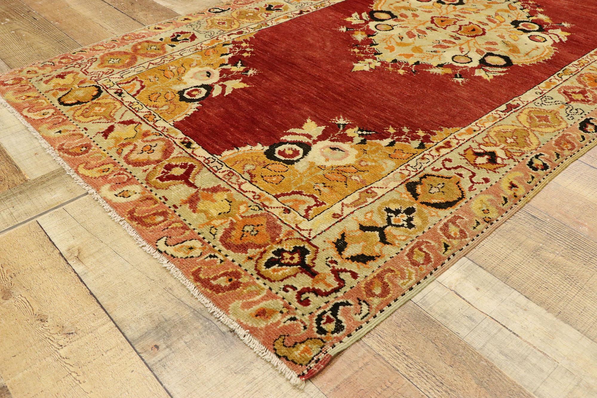 Wool Vintage Red Turkish Oushak Rug For Sale