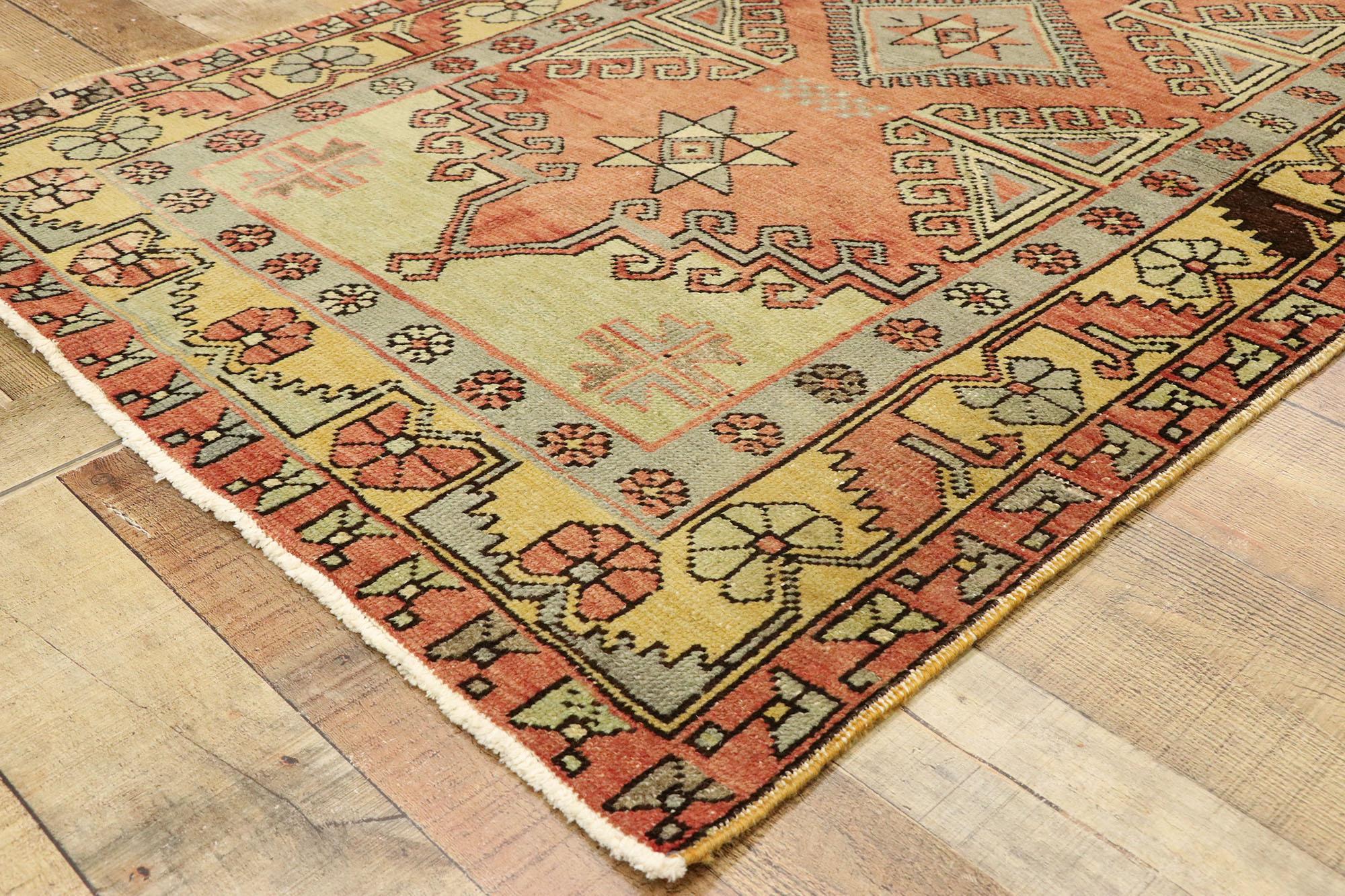 Wool Vintage Red Turkish Oushak Rug For Sale