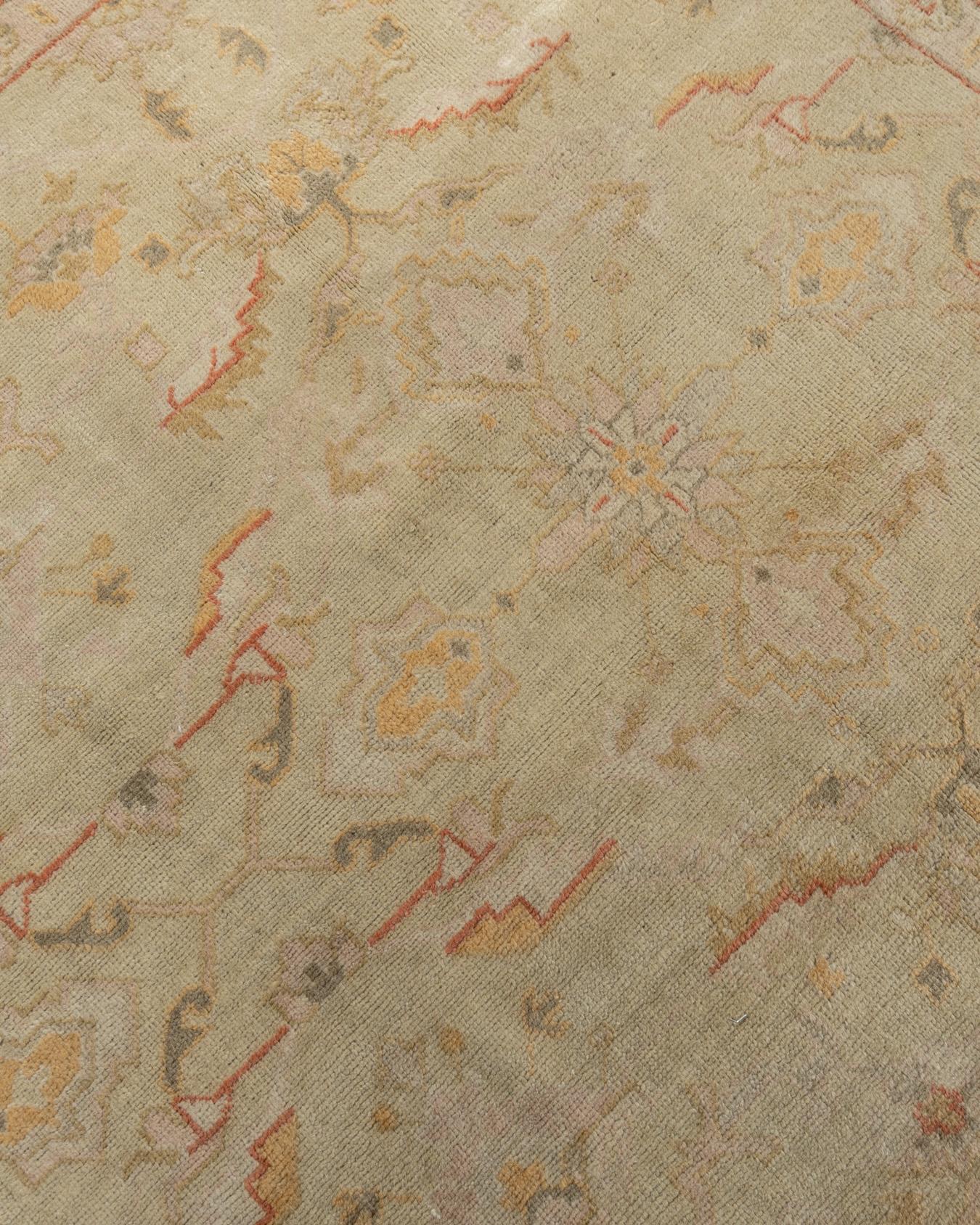 Vintage Red Turkish Oushak Rug For Sale 1