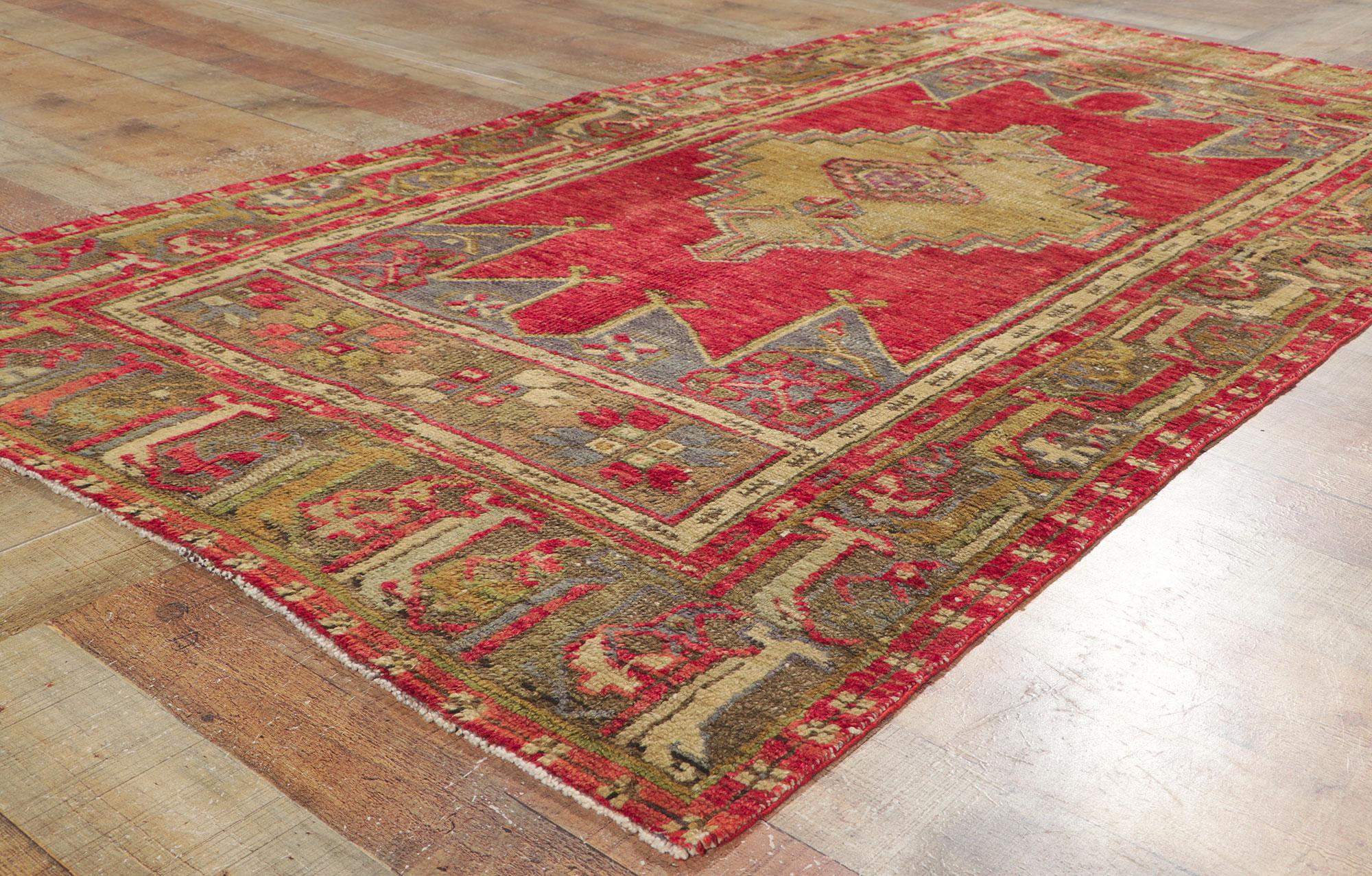 Vintage Red Turkish Oushak Rug For Sale 1